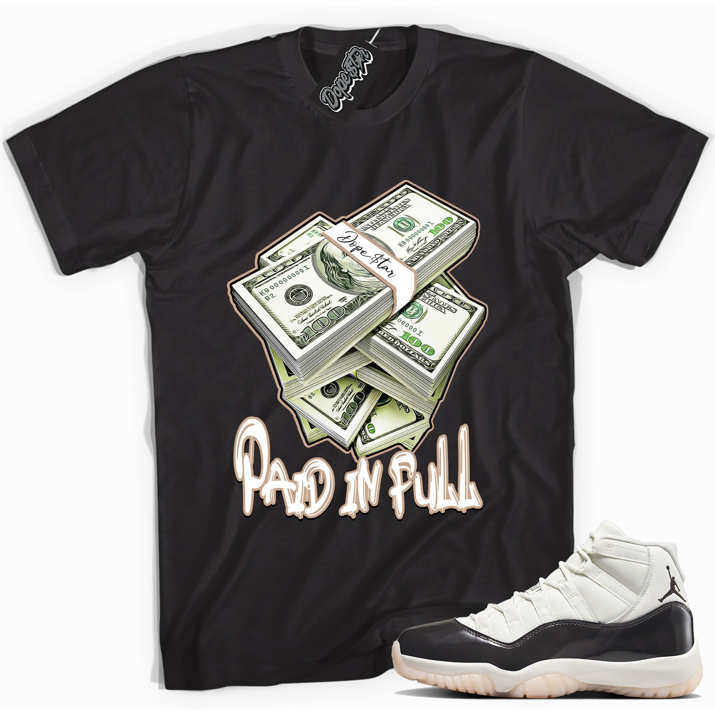 Cool Black graphic tee with “ Paid In Full ” print, that perfectly matches Air Jordan 11 Neapolitan sneakers 