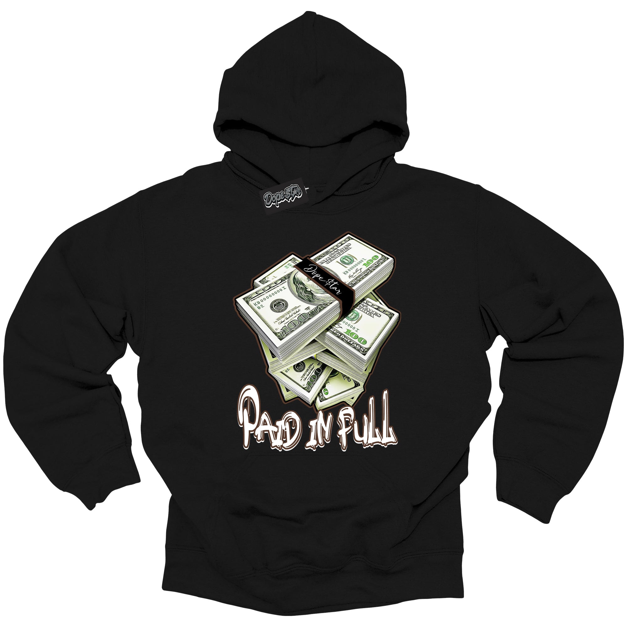 Cool Black Graphic DopeStar Hoodie with “ Paid In Full “ print, that perfectly matches Palomino 1s sneakers