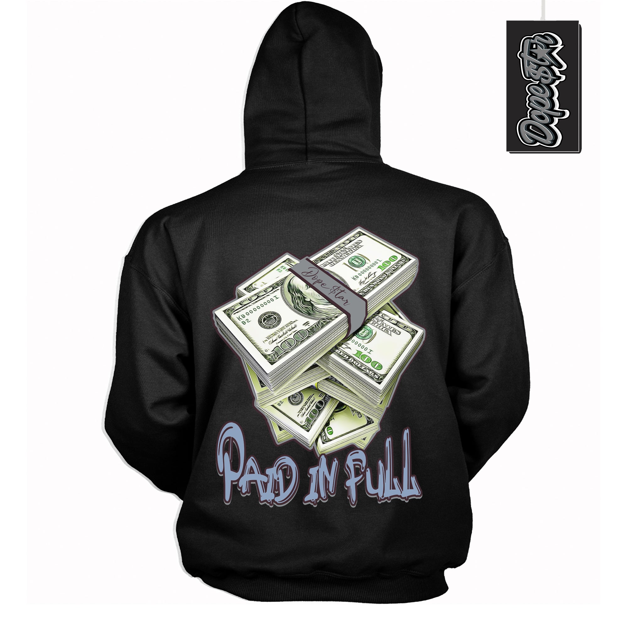 Cool Black Hoodie with “ Paid In Full ”  design that Perfectly Matches Burgundy 5s Sneakers.