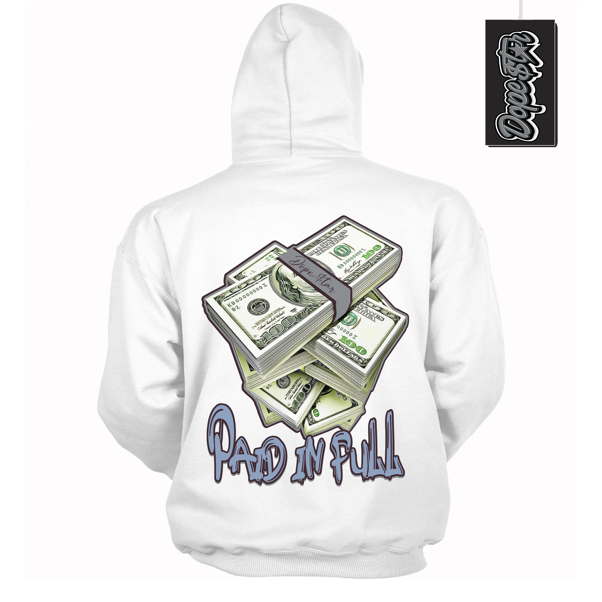 Cool White Hoodie with “ Paid In Full ”  design that Perfectly Matches Burgundy 5s Sneakers.