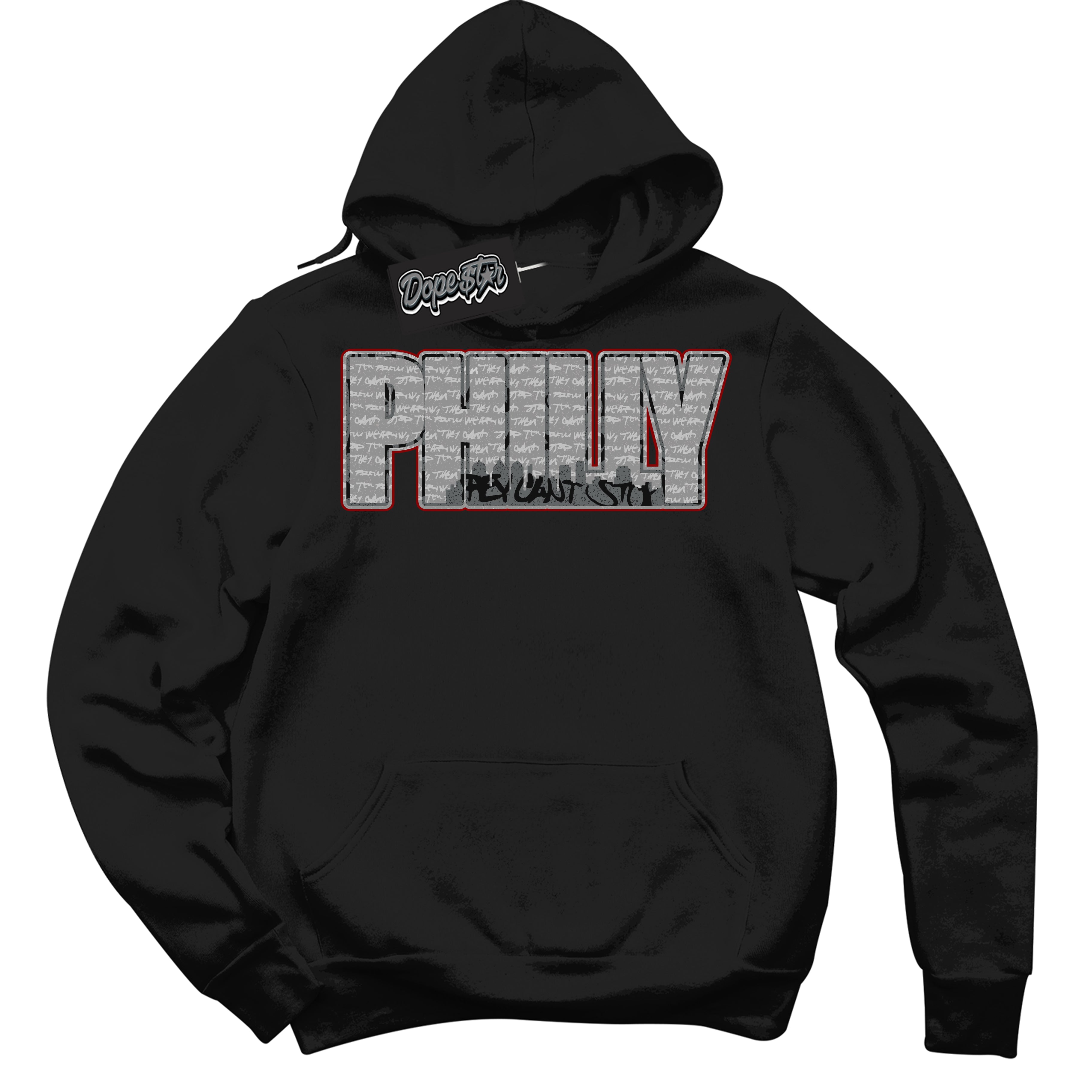 Cool Black Hoodie with “ Philly ”  design that Perfectly Matches Rebellionaire 1s Sneakers.