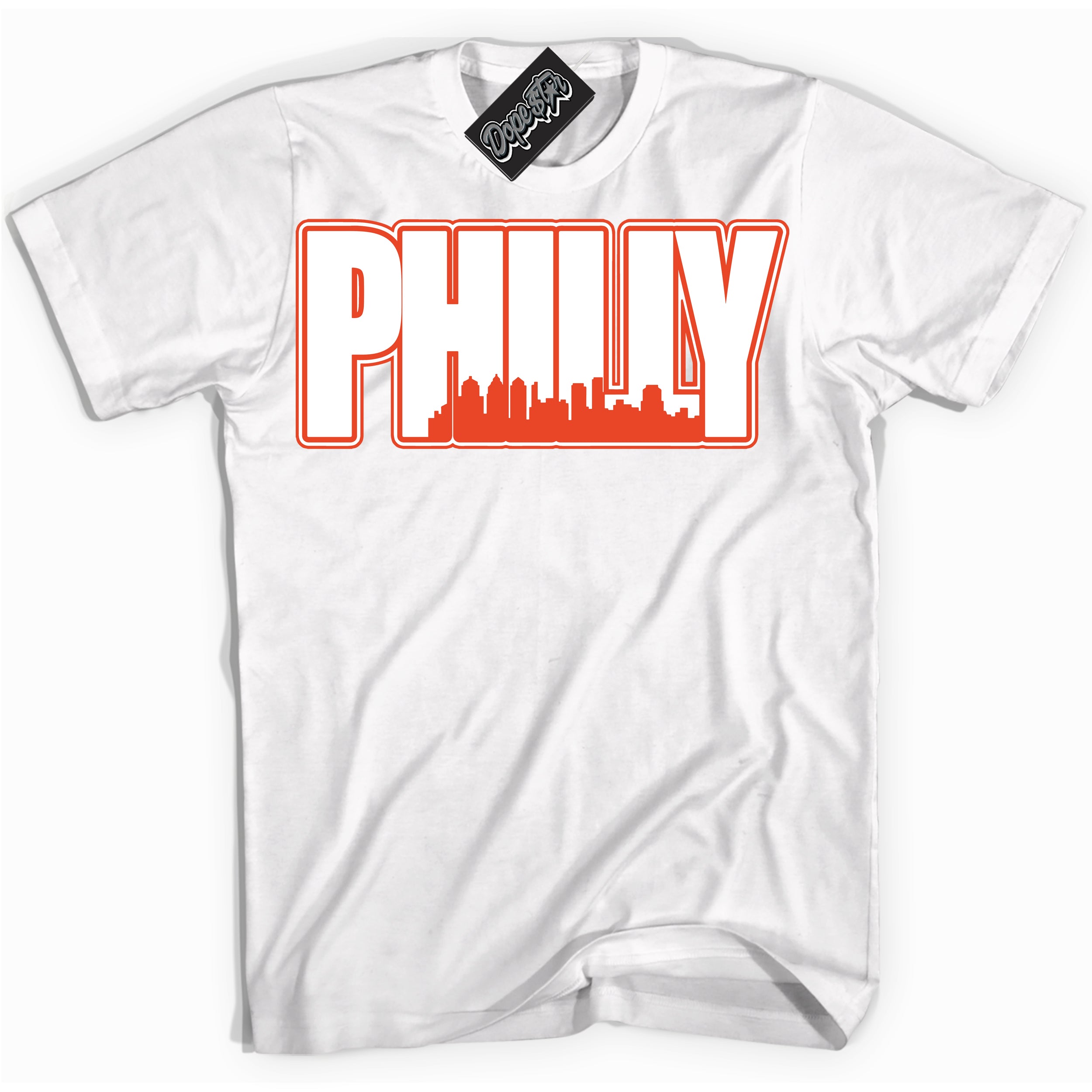 Nike Dunk Low Retro Cosmic Clay 'Philly' Shirt - White Streetwear Mockup | Sneakerhead T-Shirt Matching Nike Dunk Low Retro Cosmic Clay | Limited Edition Urban Streetwear for Sneaker Matching OOTD | Outfits that pair perfectly with your ND Low Retro Cosmic Clay | Sneakerhead Fashion Must-Have Apparel for Men and Women