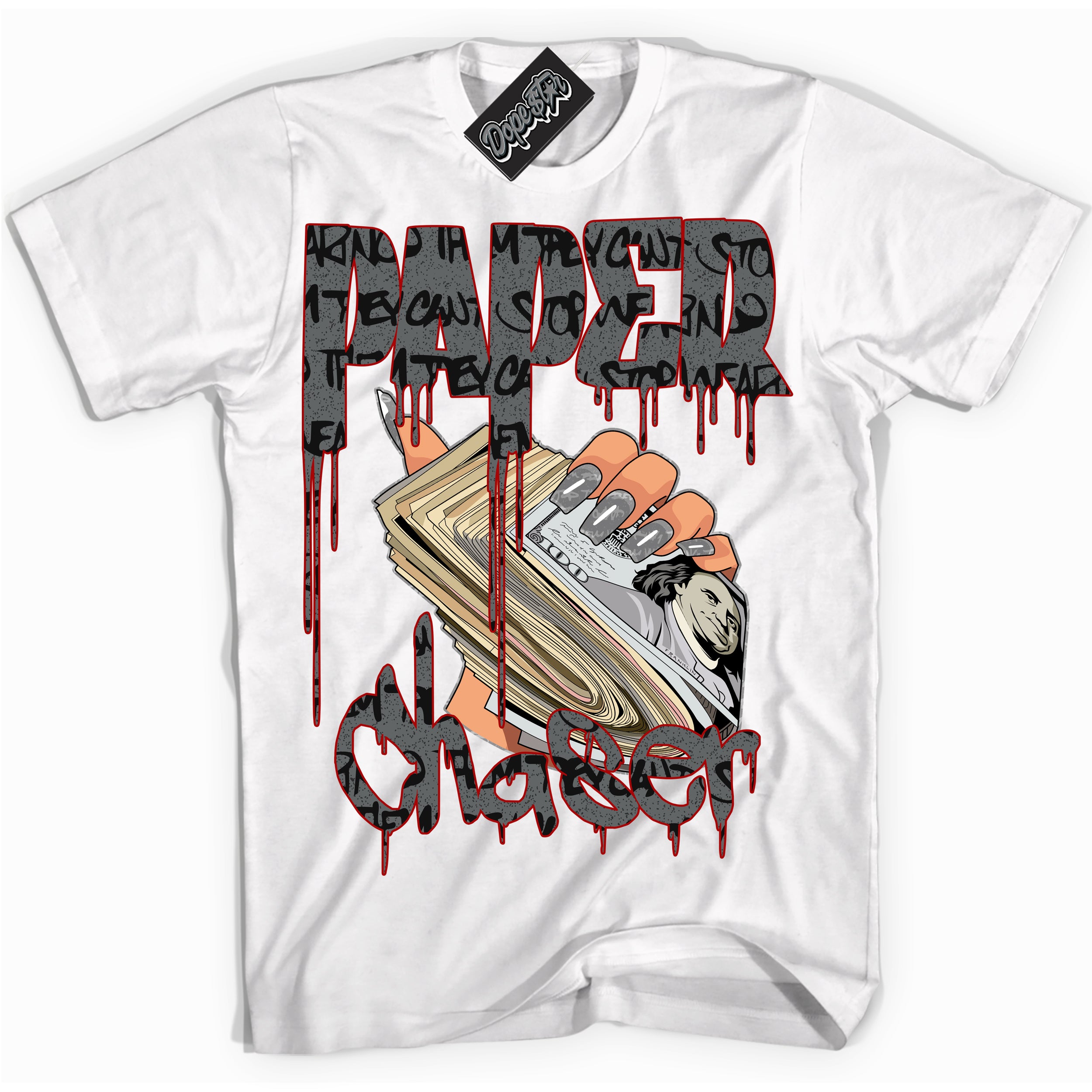 Cool White Shirt with “ Paper Chaser ” design that perfectly matches Rebellionaire 1s Sneakers.