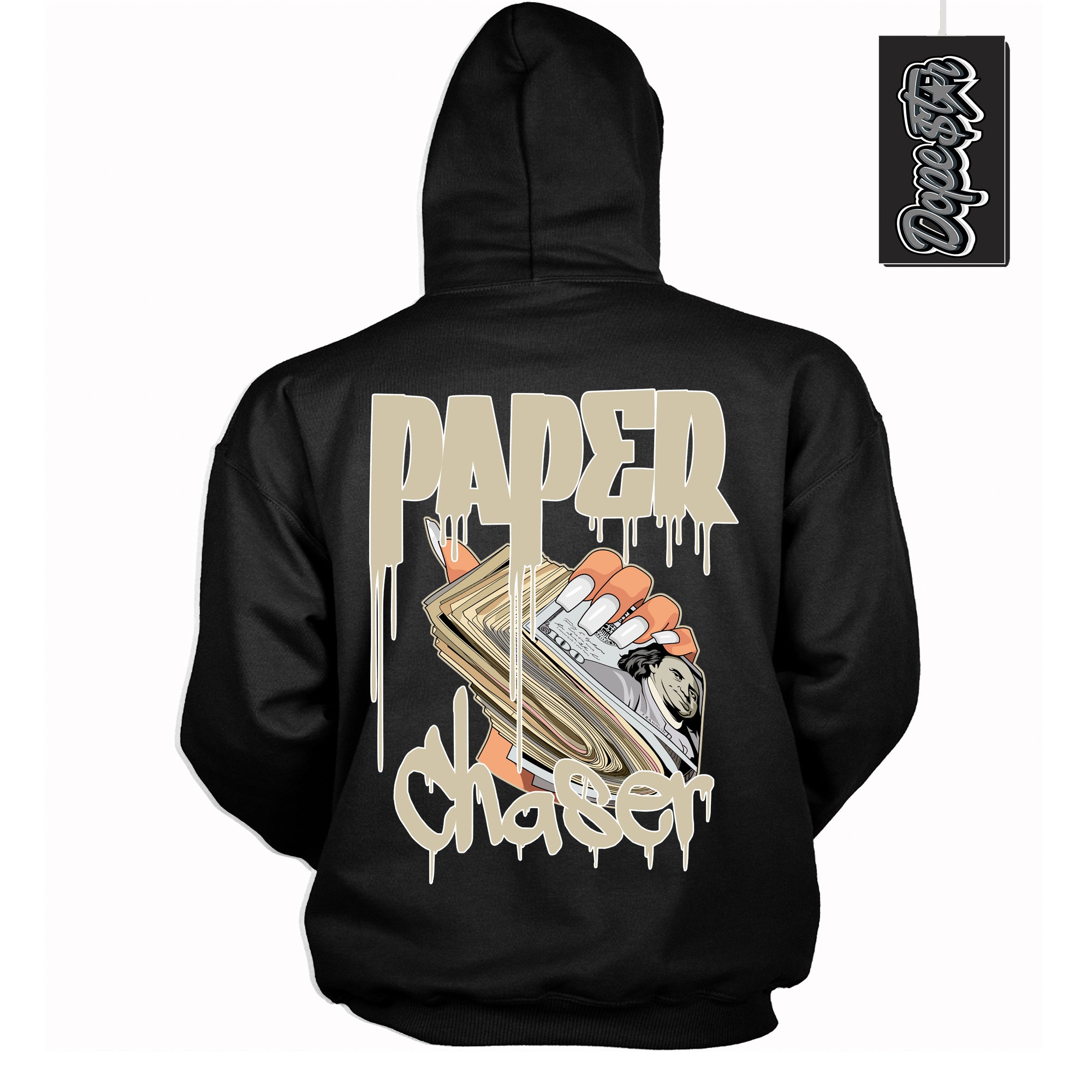 Cool Black Hoodie with “ Paper Chaser ”  design that Perfectly Matches  Gratitude 11s Sneakers.