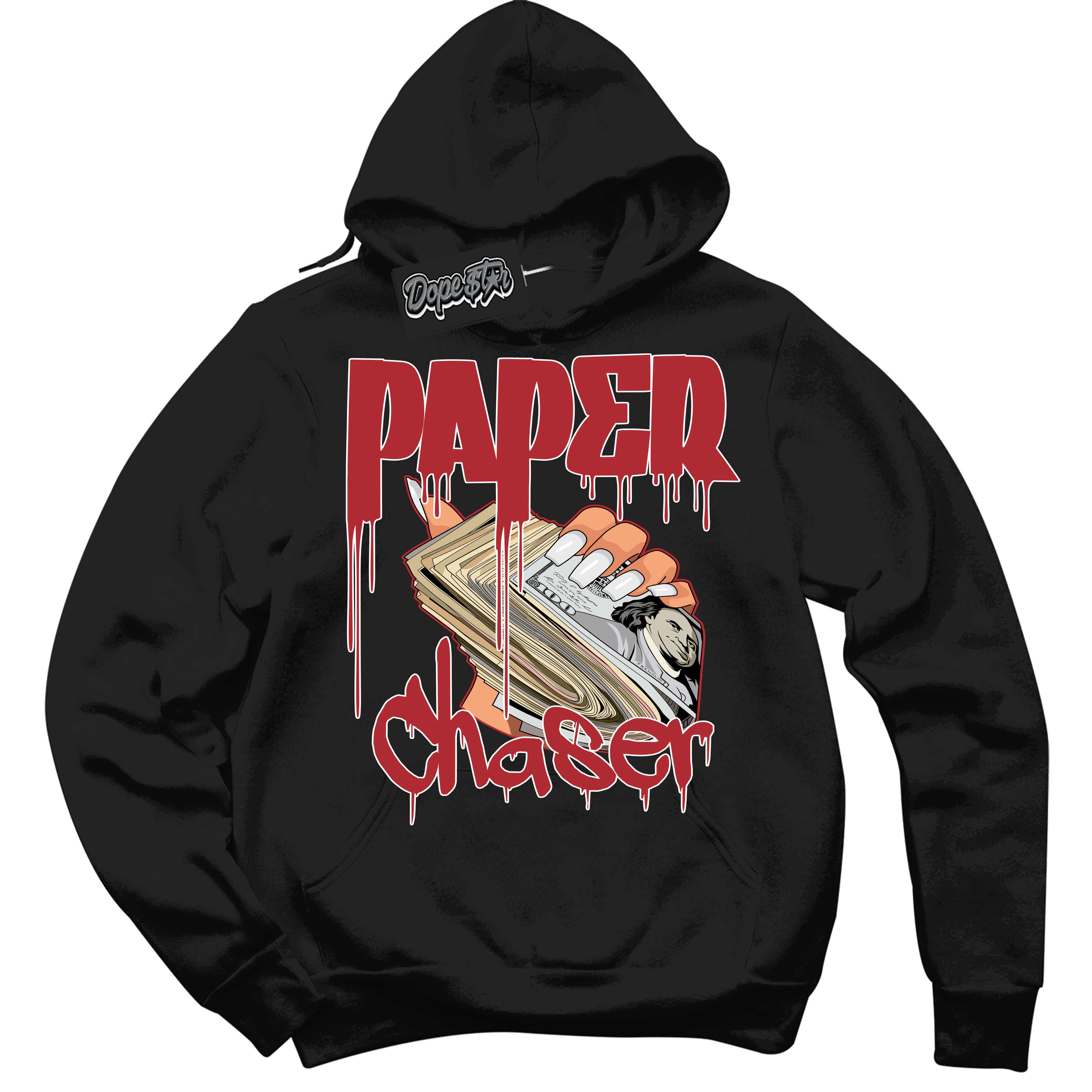 Cool Black Hoodie With “ Paper Chaser “ Design That Perfectly Matches Lost And Found 1s Sneakers
