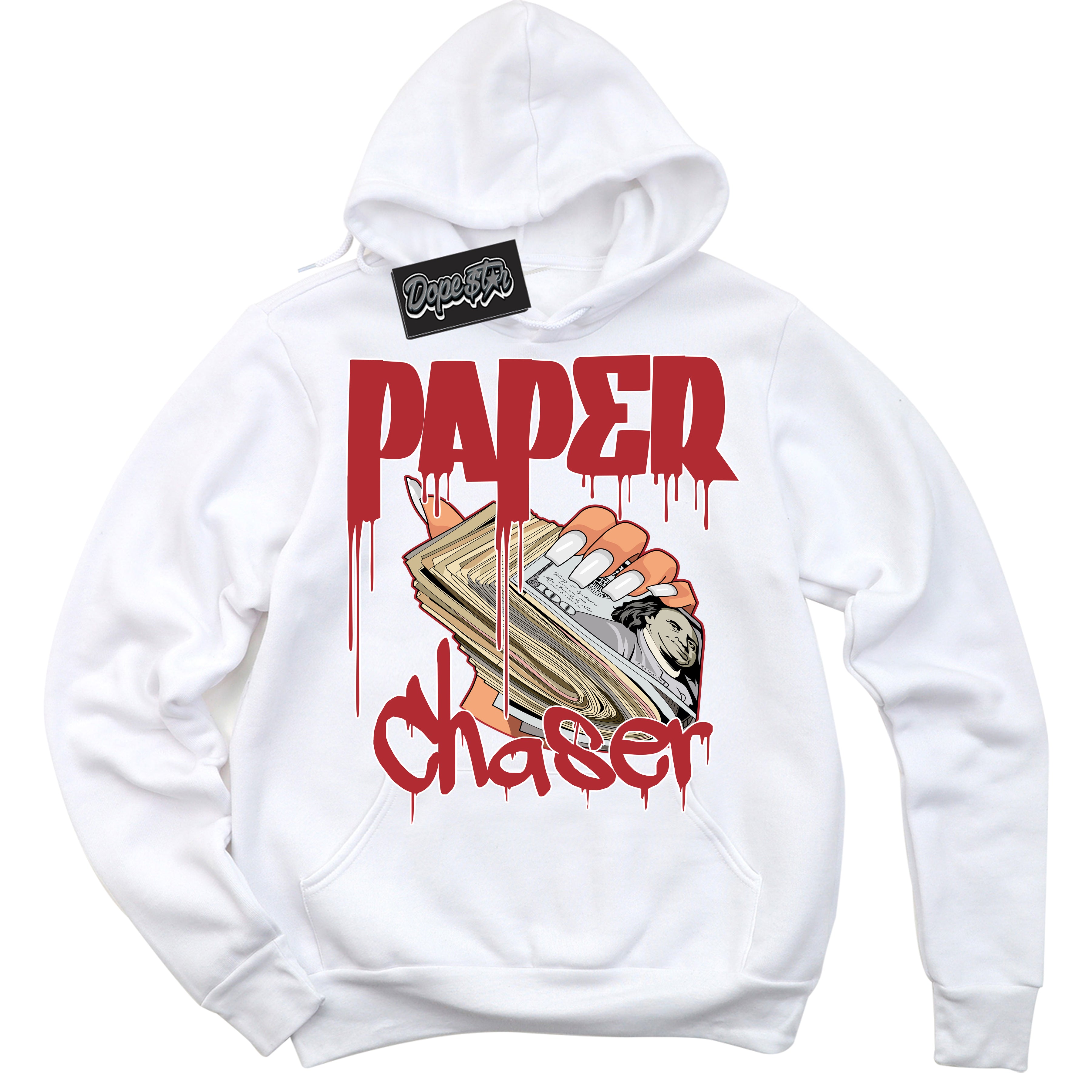 Cool White Hoodie With “ Paper Chaser “  Design That Perfectly Matches Lost And Found 1s Sneakers.