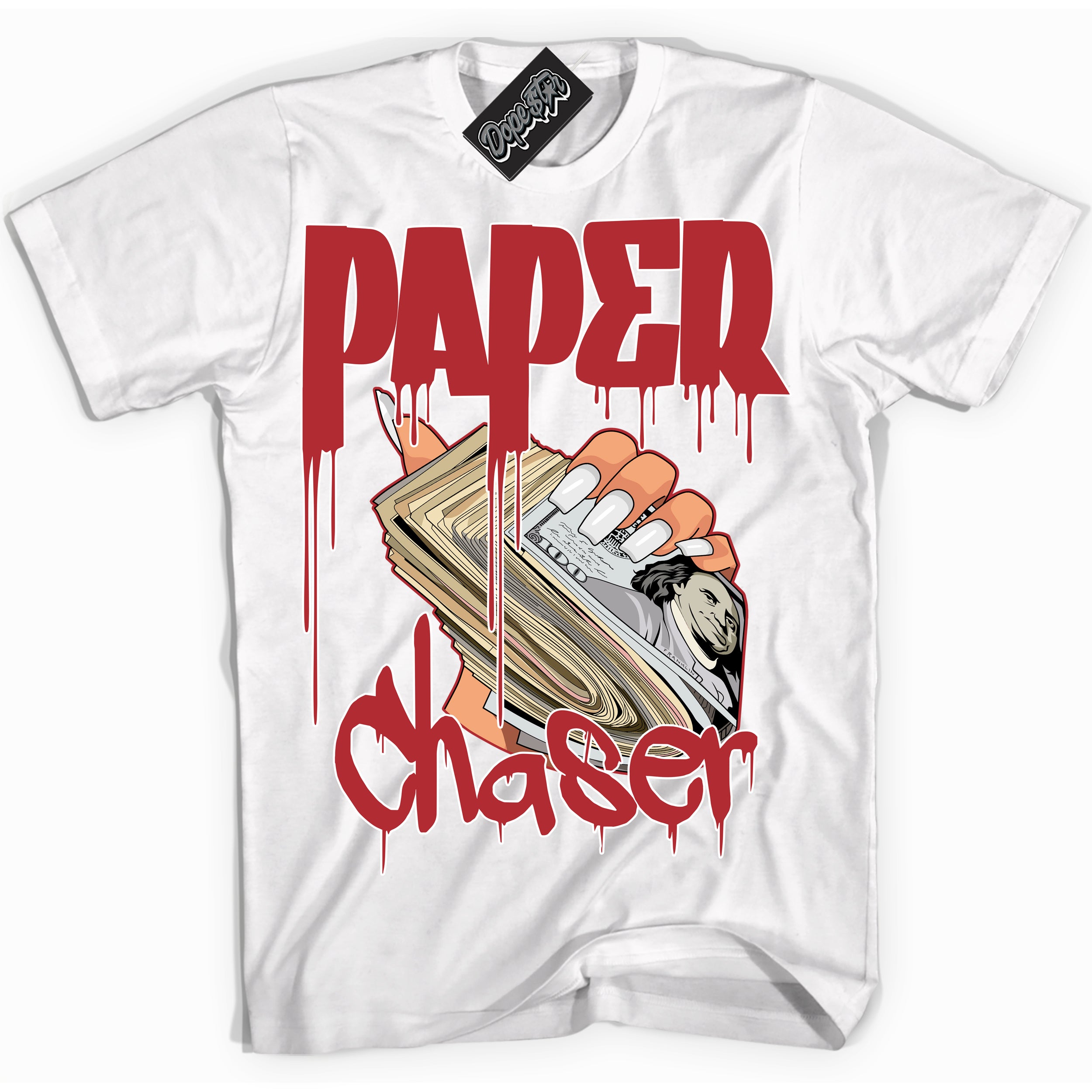 Cool White graphic tee with “ Paper Chaser ” print, that perfectly matches Lost And Found 1s sneakers 