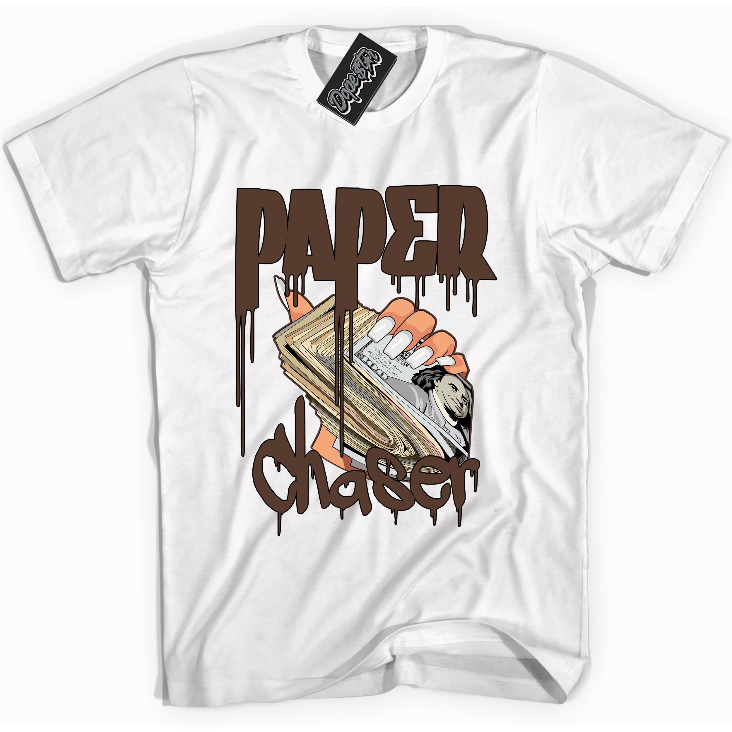 Cool White graphic tee with “ Paper Chaser ” design, that perfectly matches Palomino 1s sneakers 