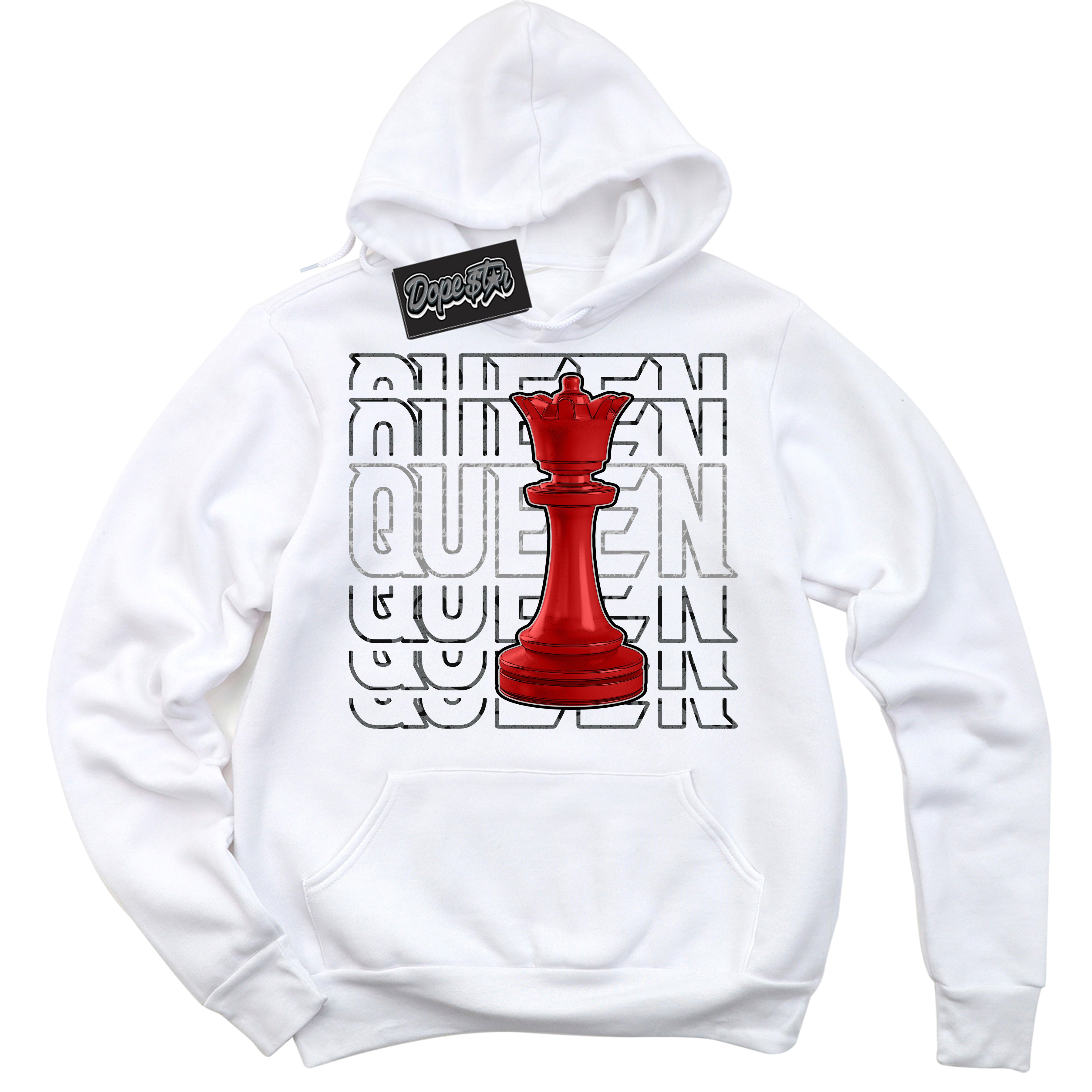 Cool White Hoodie with “ Queen Chess ”  design that Perfectly Matches Rebellionaire 1s Sneakers.