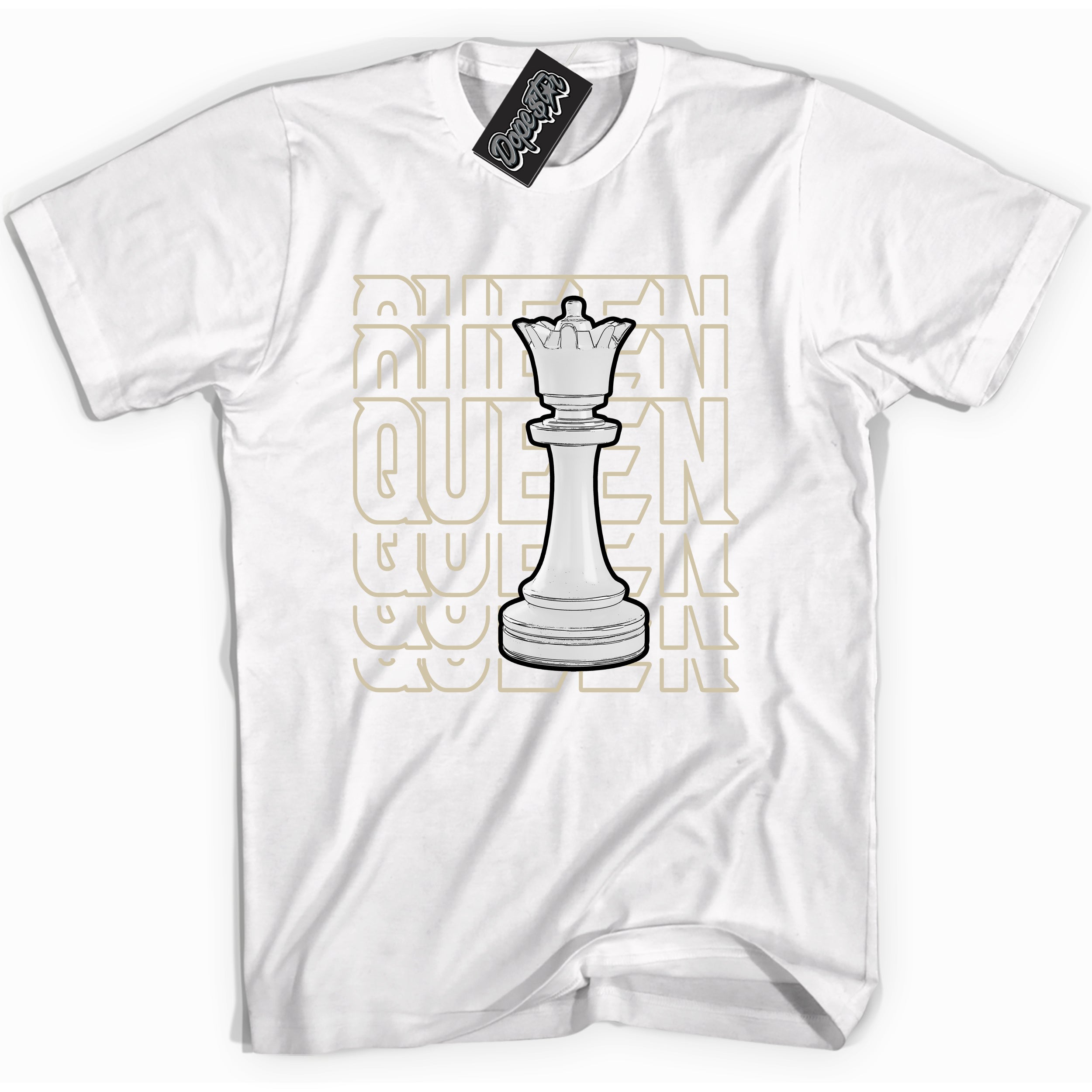 Cool White Shirt with “ Queen Chess” design that perfectly matches Gratitude 11s Sneakers.