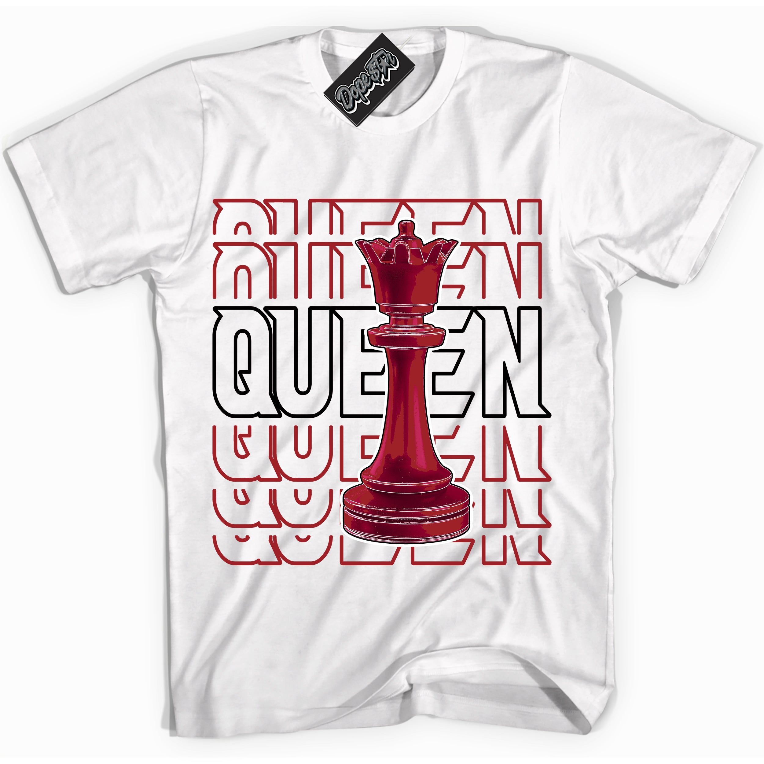 Cool White graphic tee with “ Queen Chess ” print, that perfectly matches Lost And Found 1s sneakers 