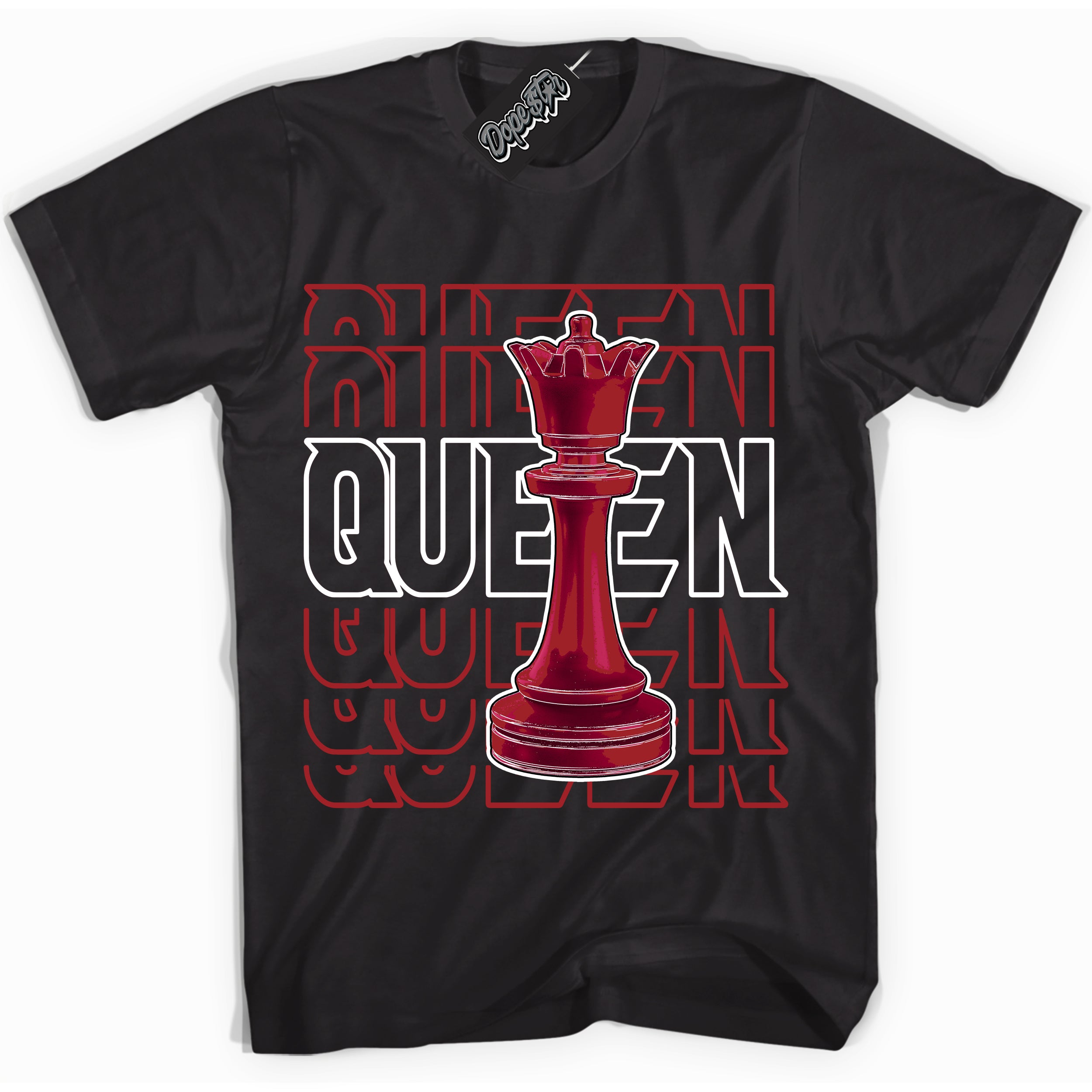 Cool Black graphic tee with “ Queen Chess ” print, that perfectly matches Lost And Found 1s sneakers 
