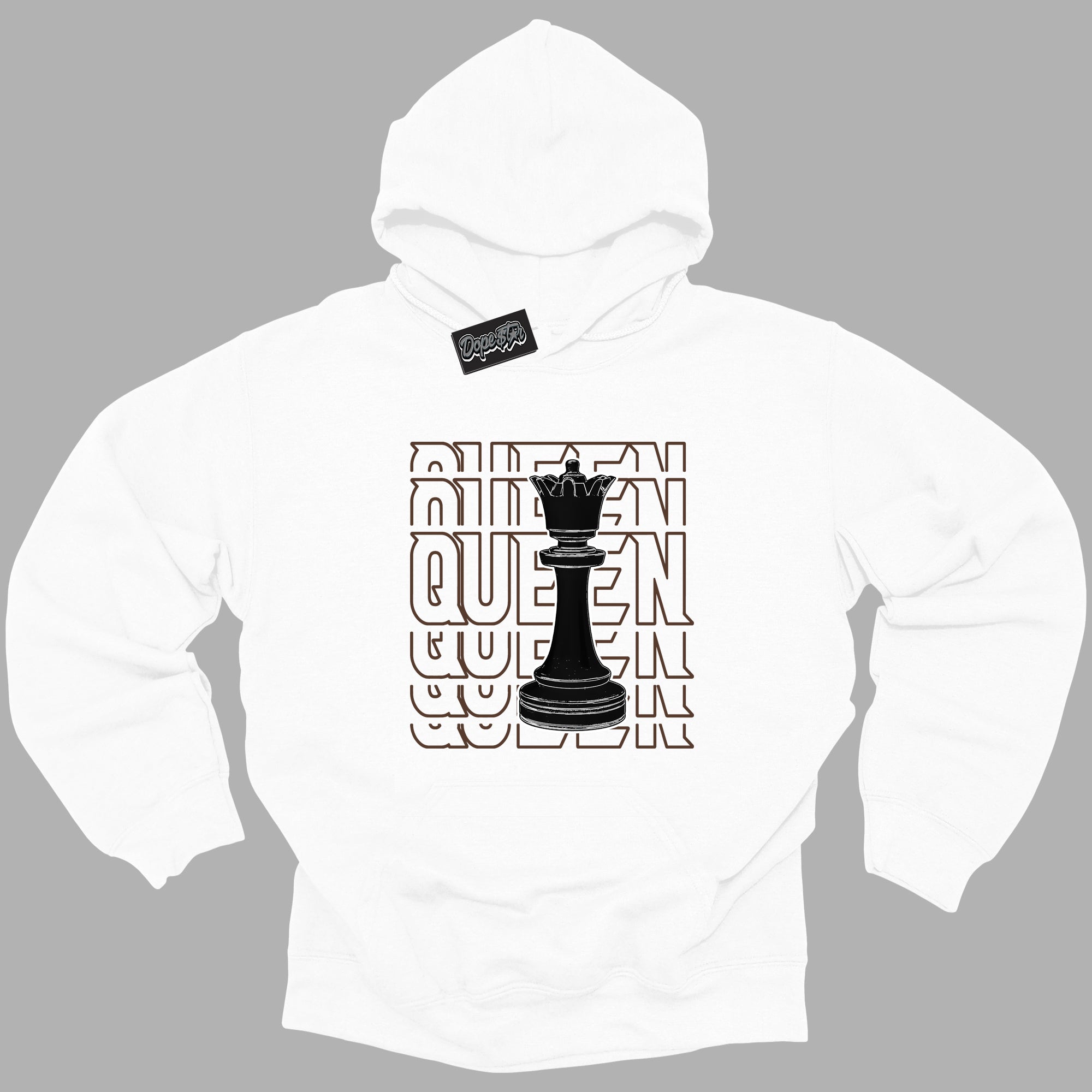 Cool White Graphic DopeStar Hoodie with “ Queen Chess “ print, that perfectly matches Palomino 1s sneakers