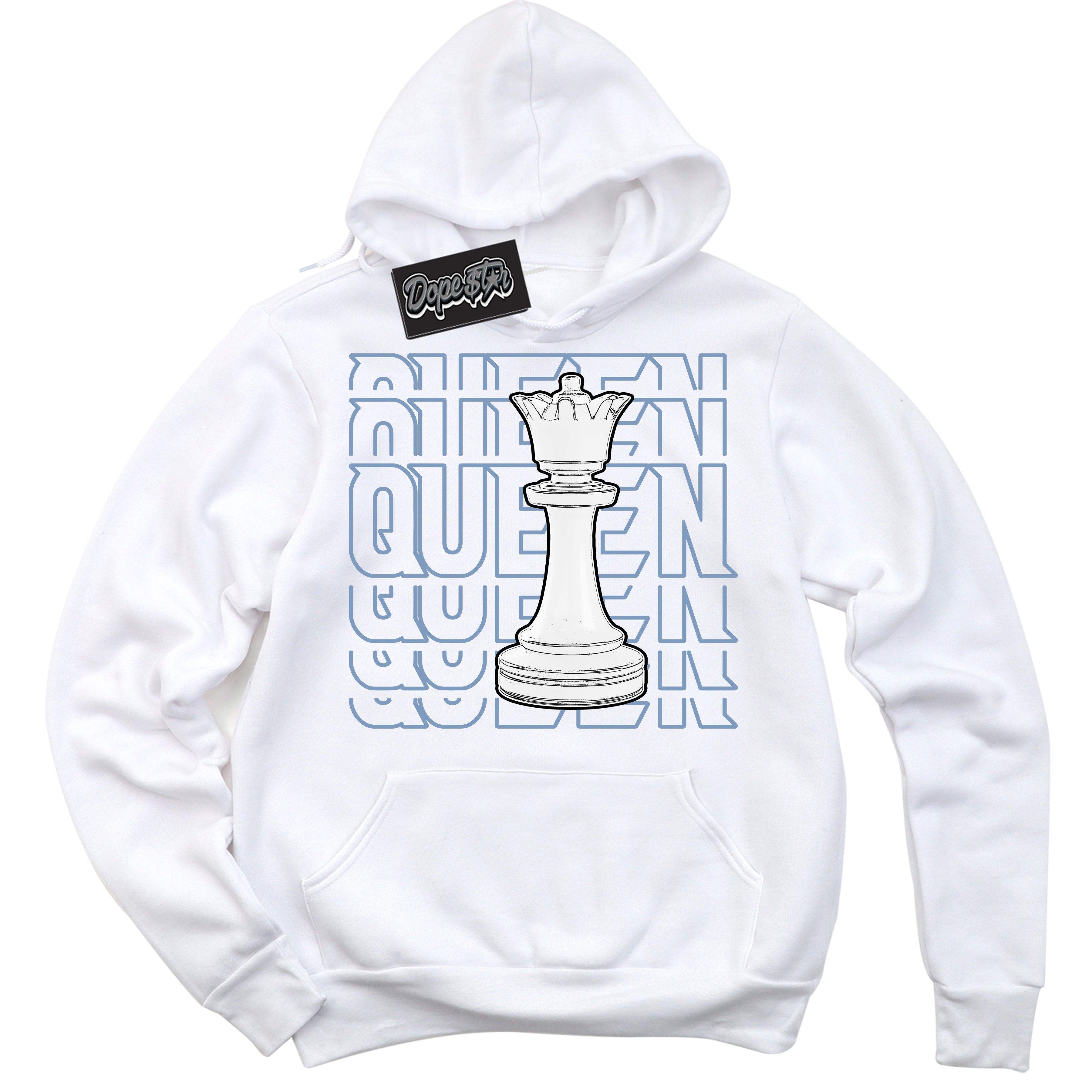 Cool White Hoodie with “ Queen Chess ”  design that Perfectly Matches Reverse Oreo 6s Sneakers.