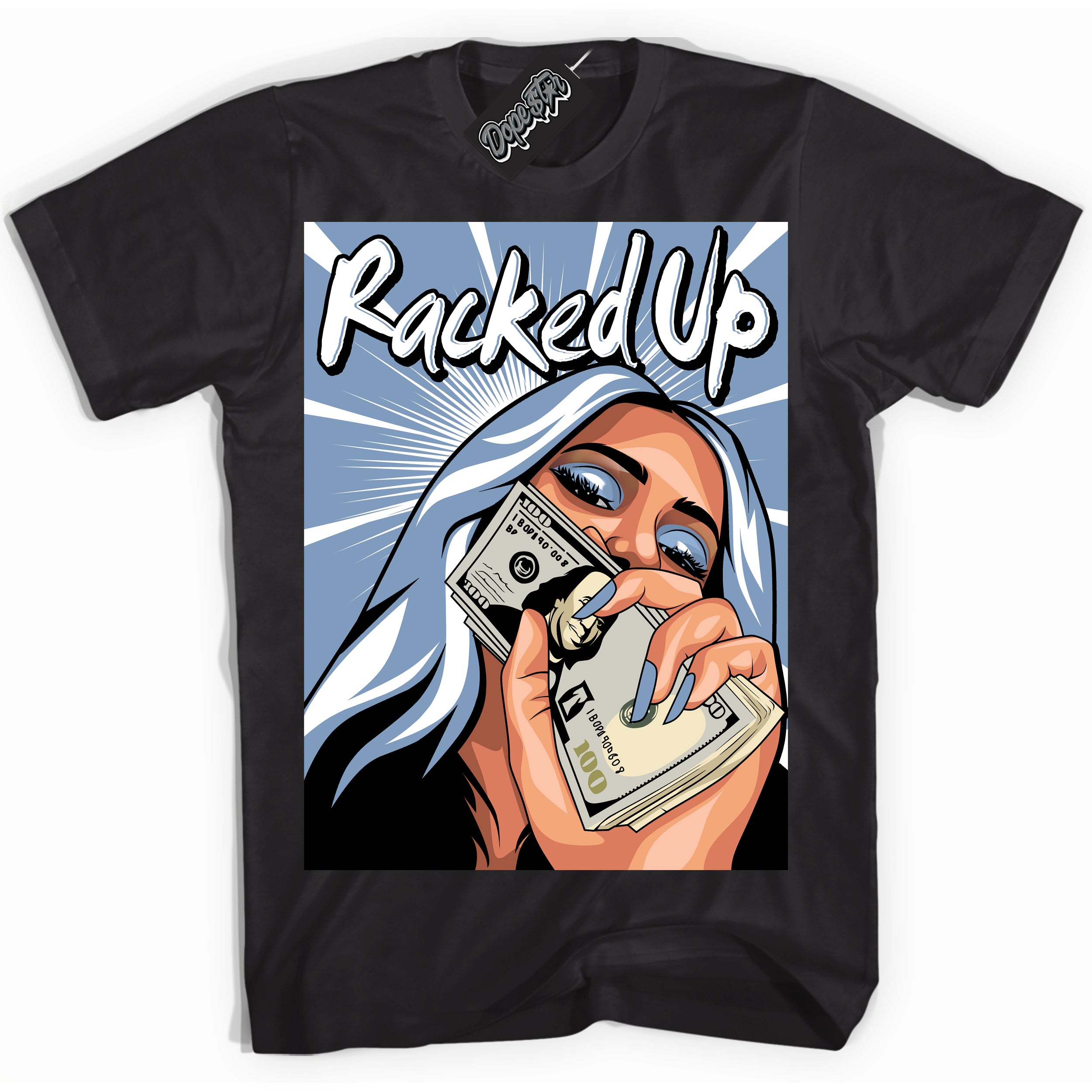 Cool Black Shirt with “ Racked Up” design that perfectly matches Reverse Oreo 6s Sneakers.