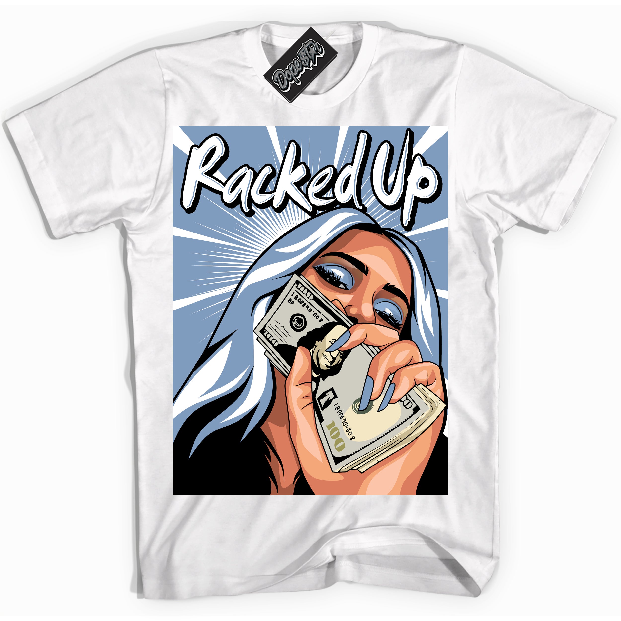 Cool White Shirt with “ Racked Up” design that perfectly matches Reverse Oreo 6s Sneakers.