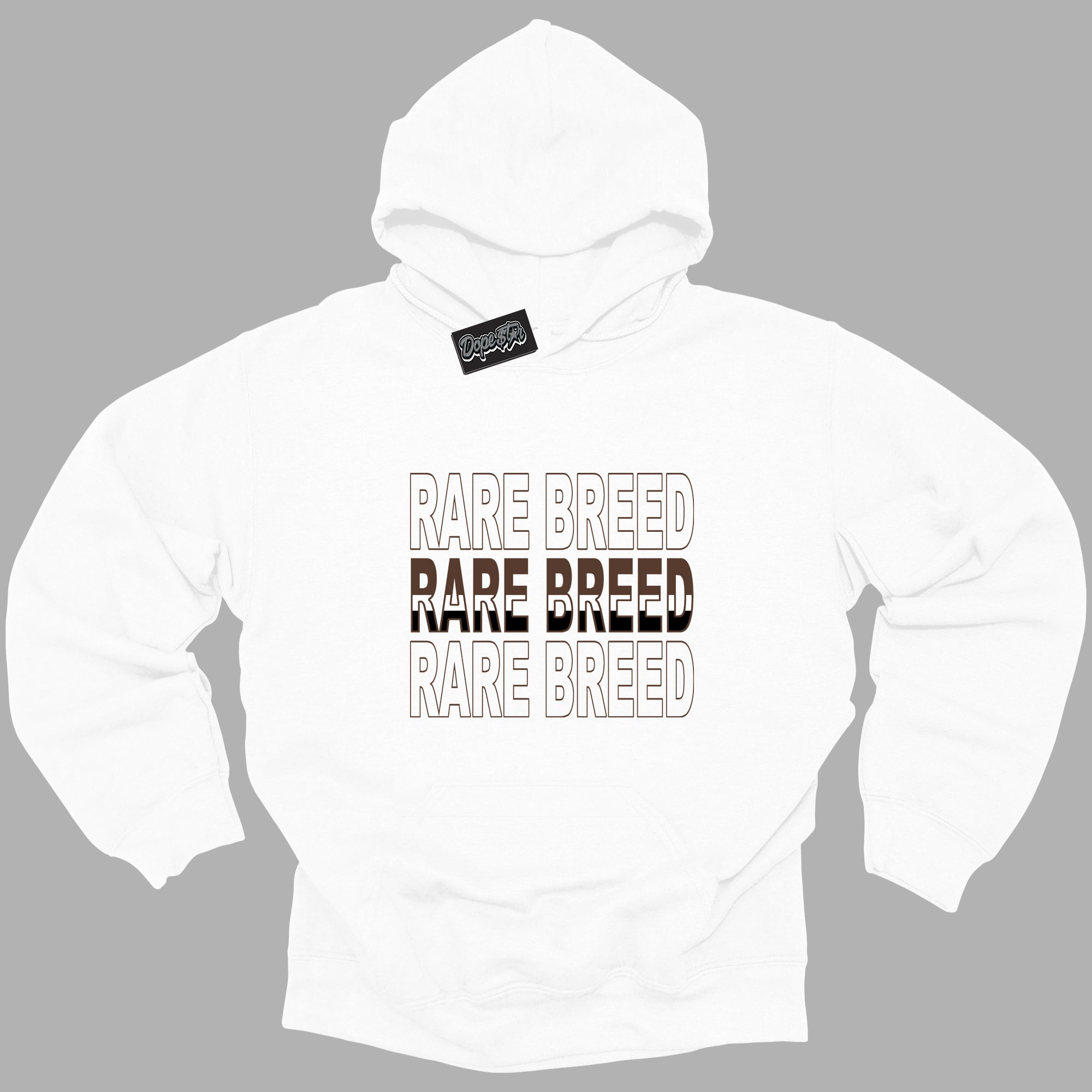 Cool White Graphic DopeStar Hoodie with “ Rare Breed “ print, that perfectly matches Palomino 1s sneakers