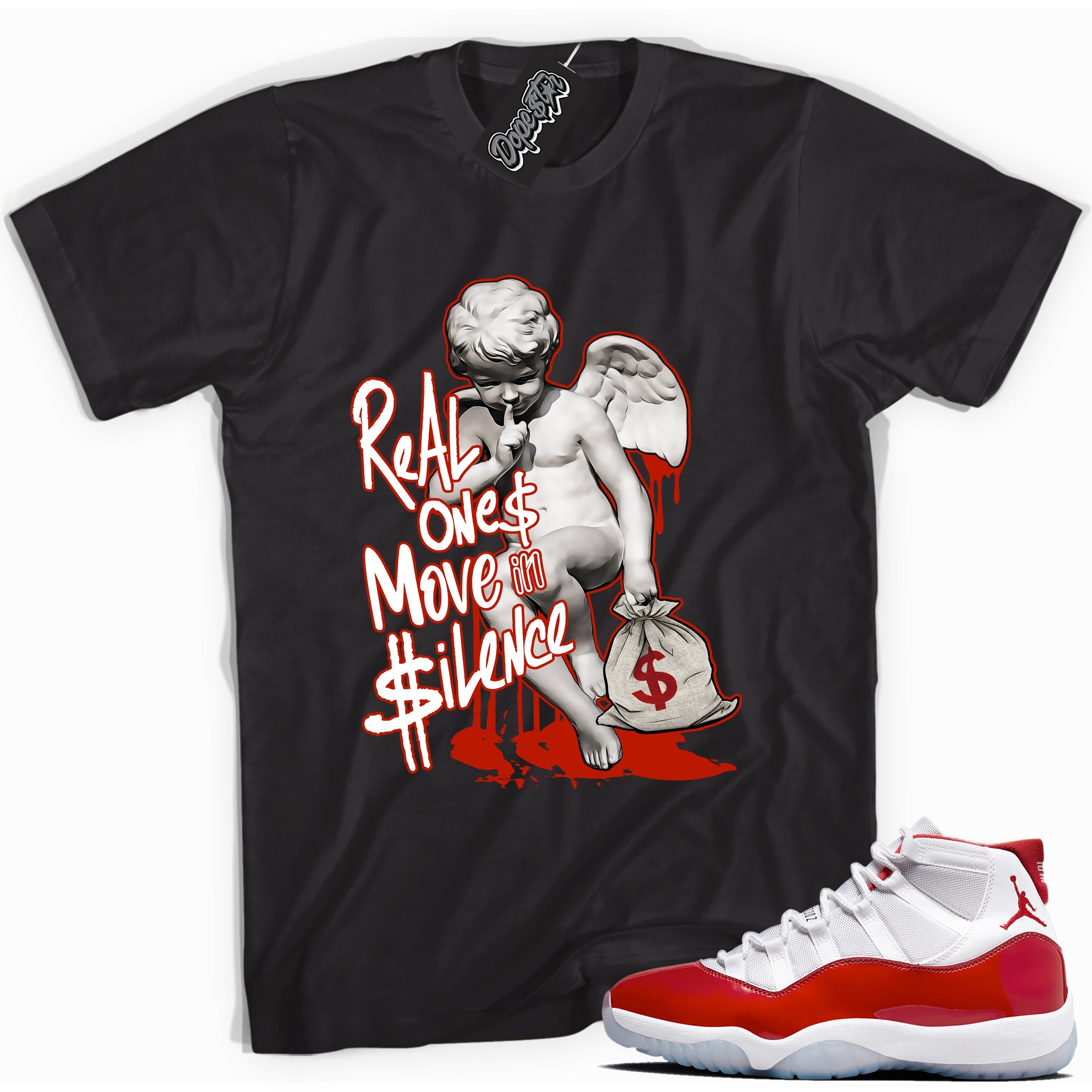 Cool Black graphic tee with “ Stay Lit ” print, that perfectly matches CHERRY 11s  sneakers 