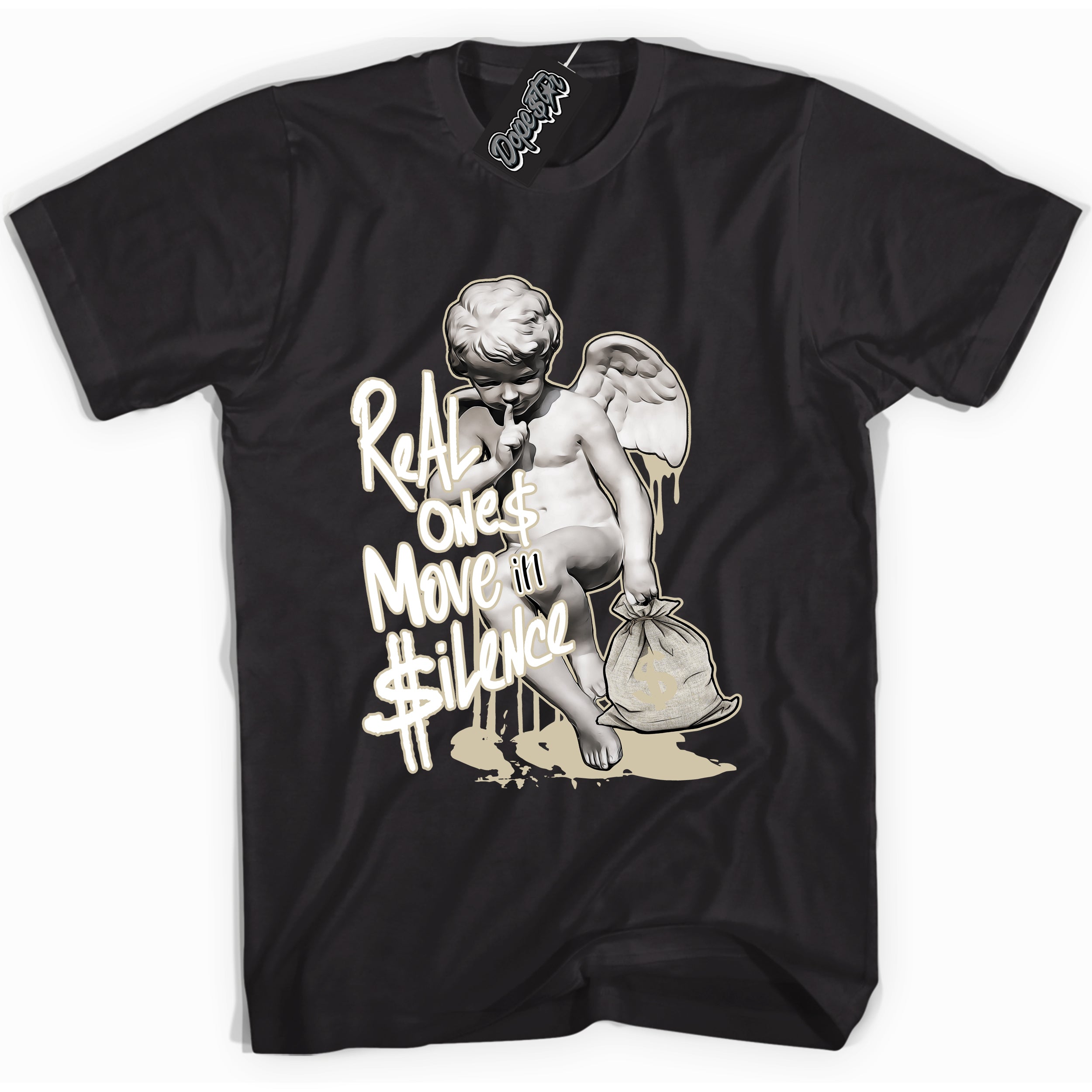 Cool Black Shirt with “ Real Ones Cherub” design that perfectly matches Gratitude 11s Sneakers.