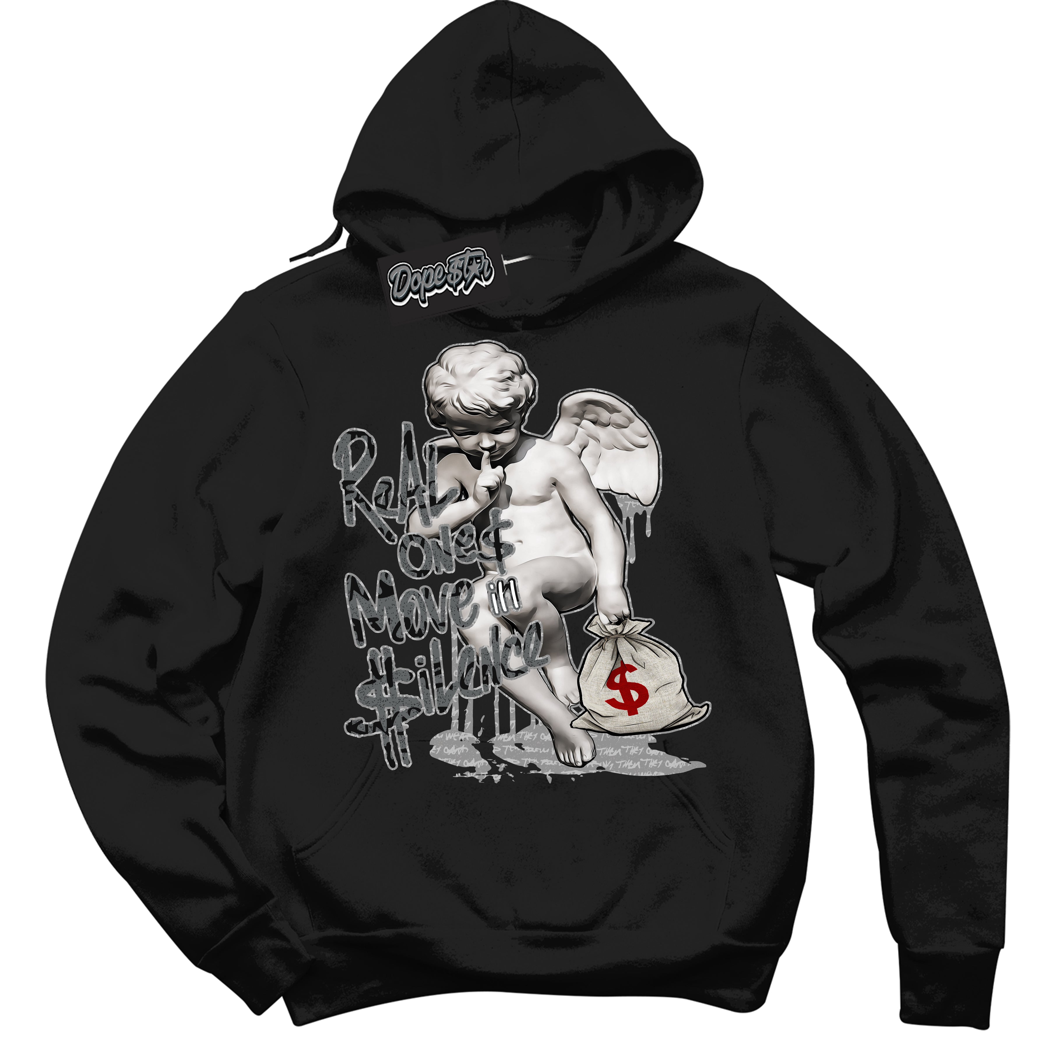 Cool Black Hoodie with “ Real Ones Cherub ”  design that Perfectly Matches Rebellionaire 1s Sneakers.