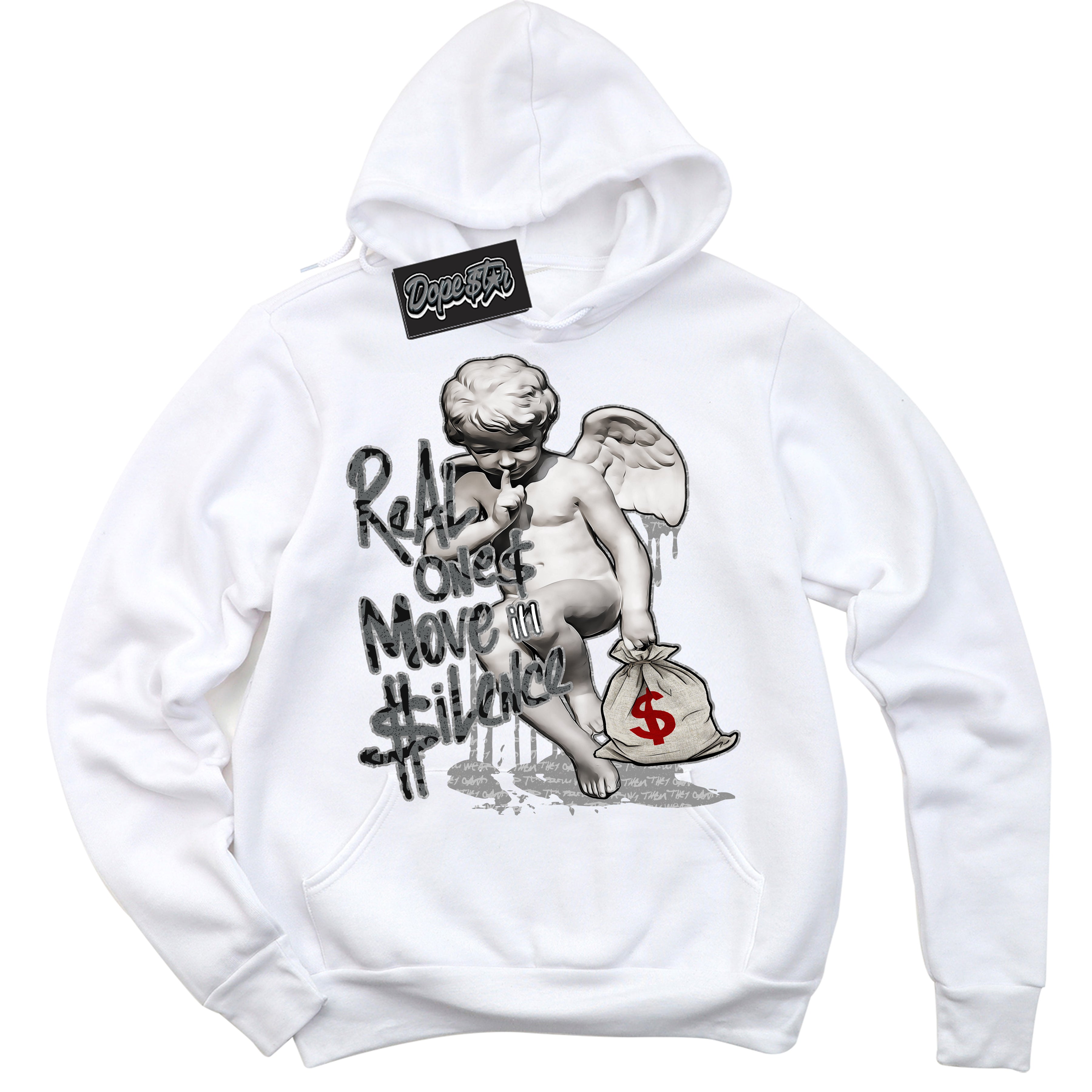 Cool White Hoodie with “ Real Ones Cherub ”  design that Perfectly Matches Rebellionaire 1s Sneakers.