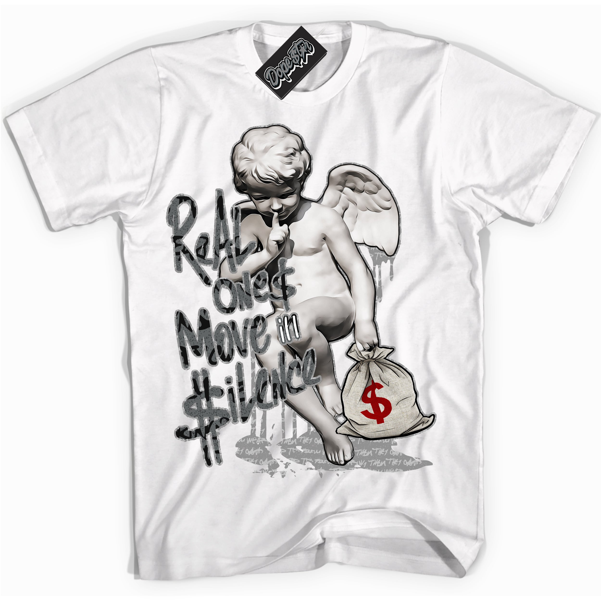 Cool White Shirt with “ Real Ones Cherub ” design that perfectly matches Rebellionaire 1s Sneakers.