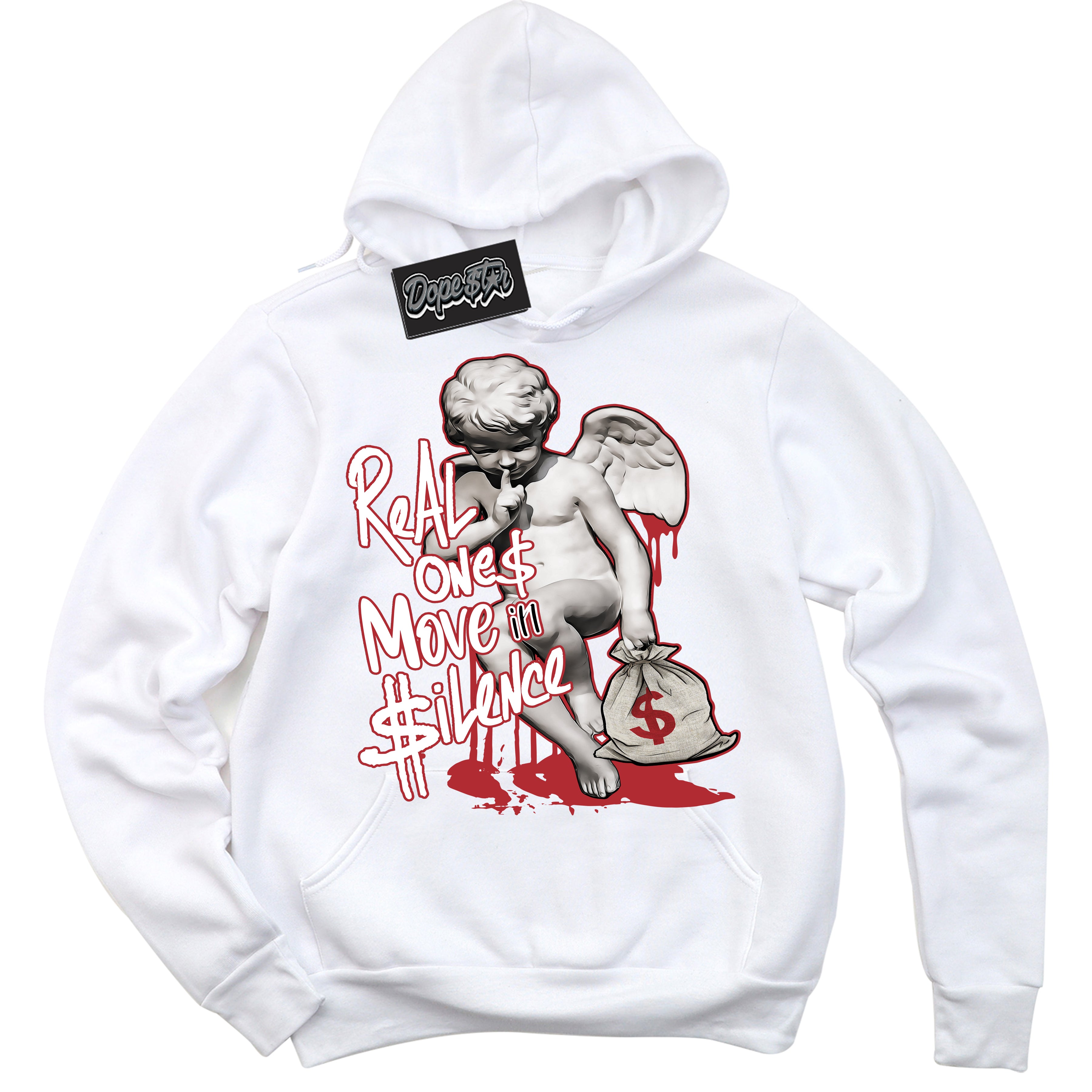 Cool White Hoodie With “ Real Ones Cherub “  Design That Perfectly Matches Lost And Found 1s Sneakers.