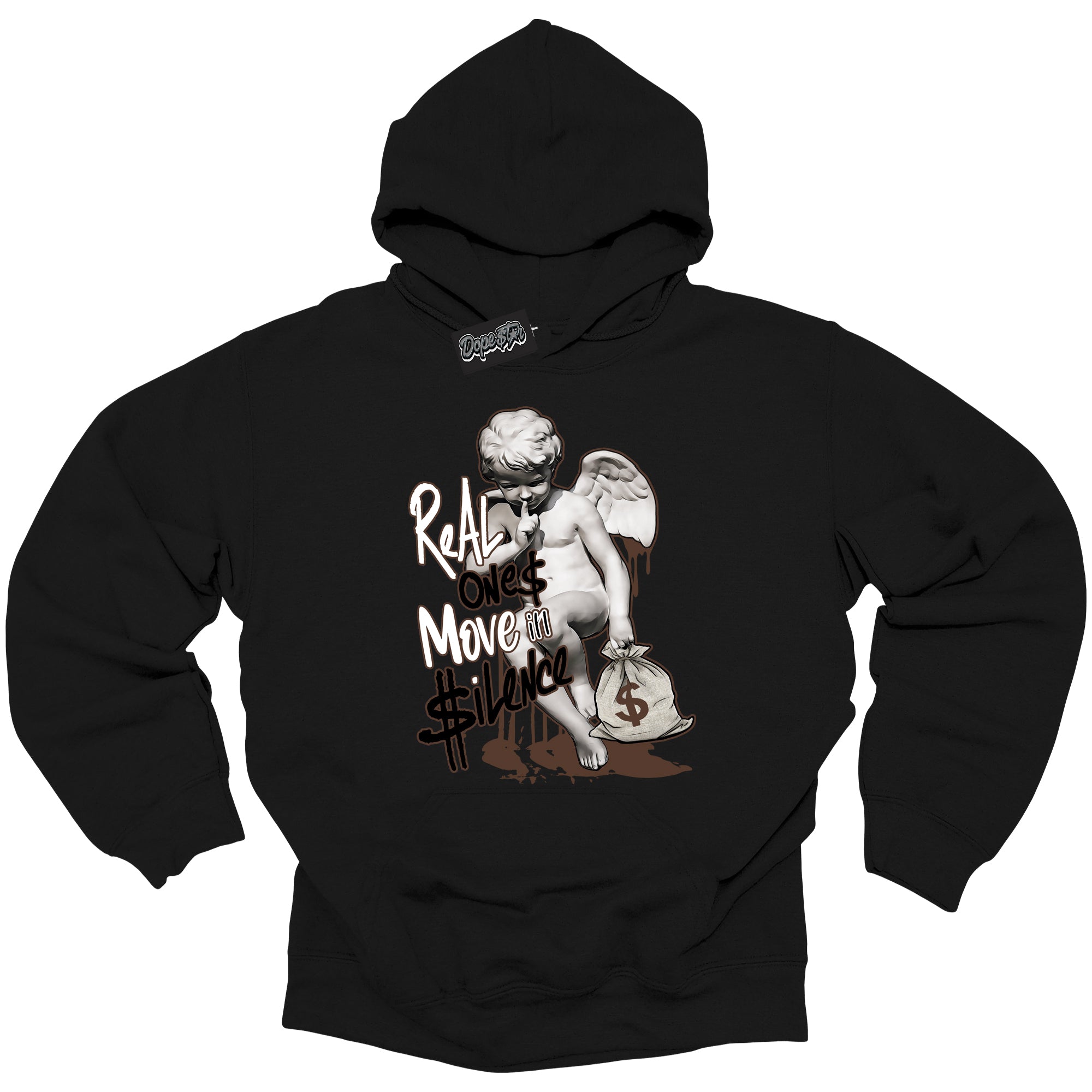 Cool Black Graphic DopeStar Hoodie with “ Real Ones Cherub “ print, that perfectly matches Palomino 1s sneakers