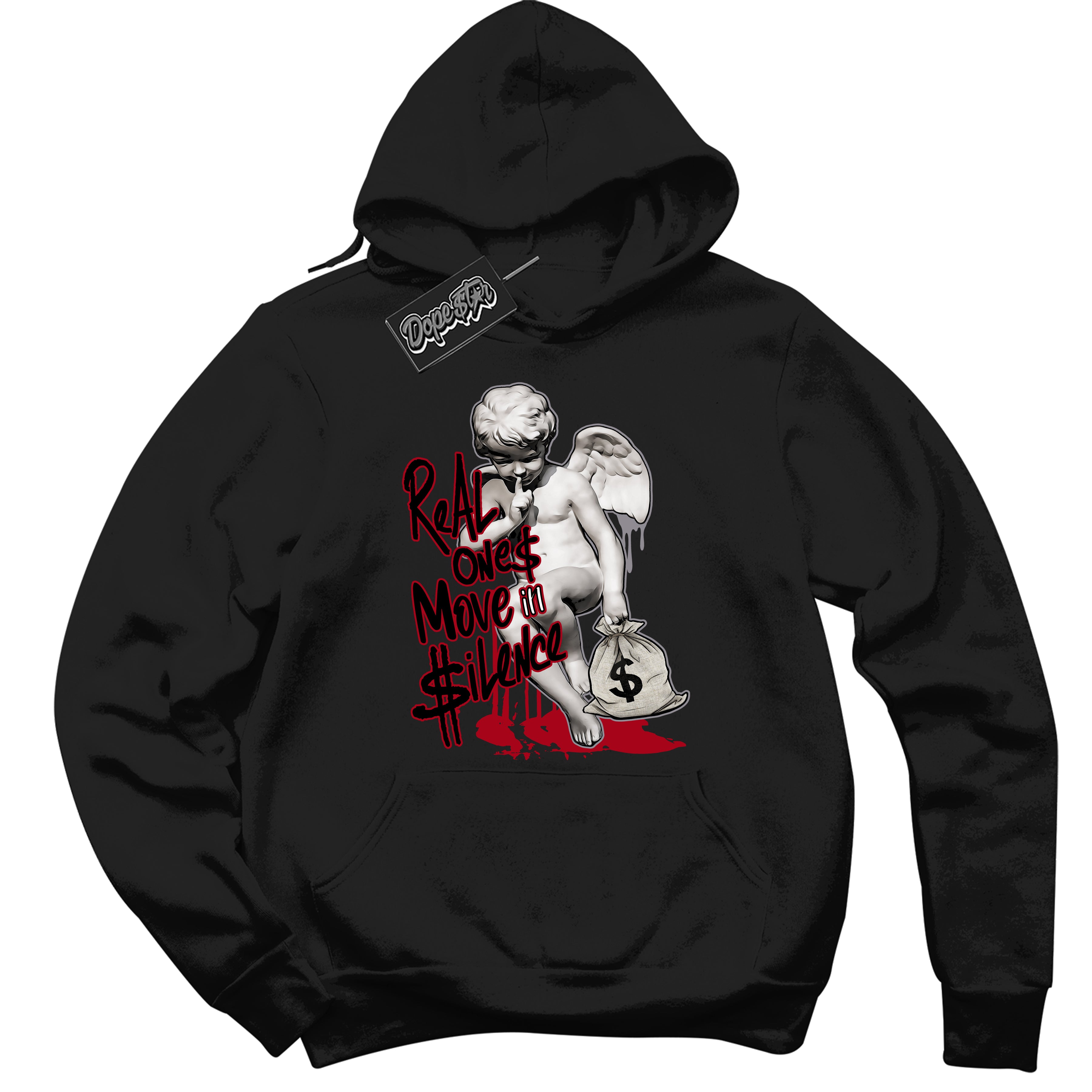 Cool Black Hoodie with “ Real Ones Cherub ”  design that Perfectly Matches  Bred Reimagined 4s Jordans.