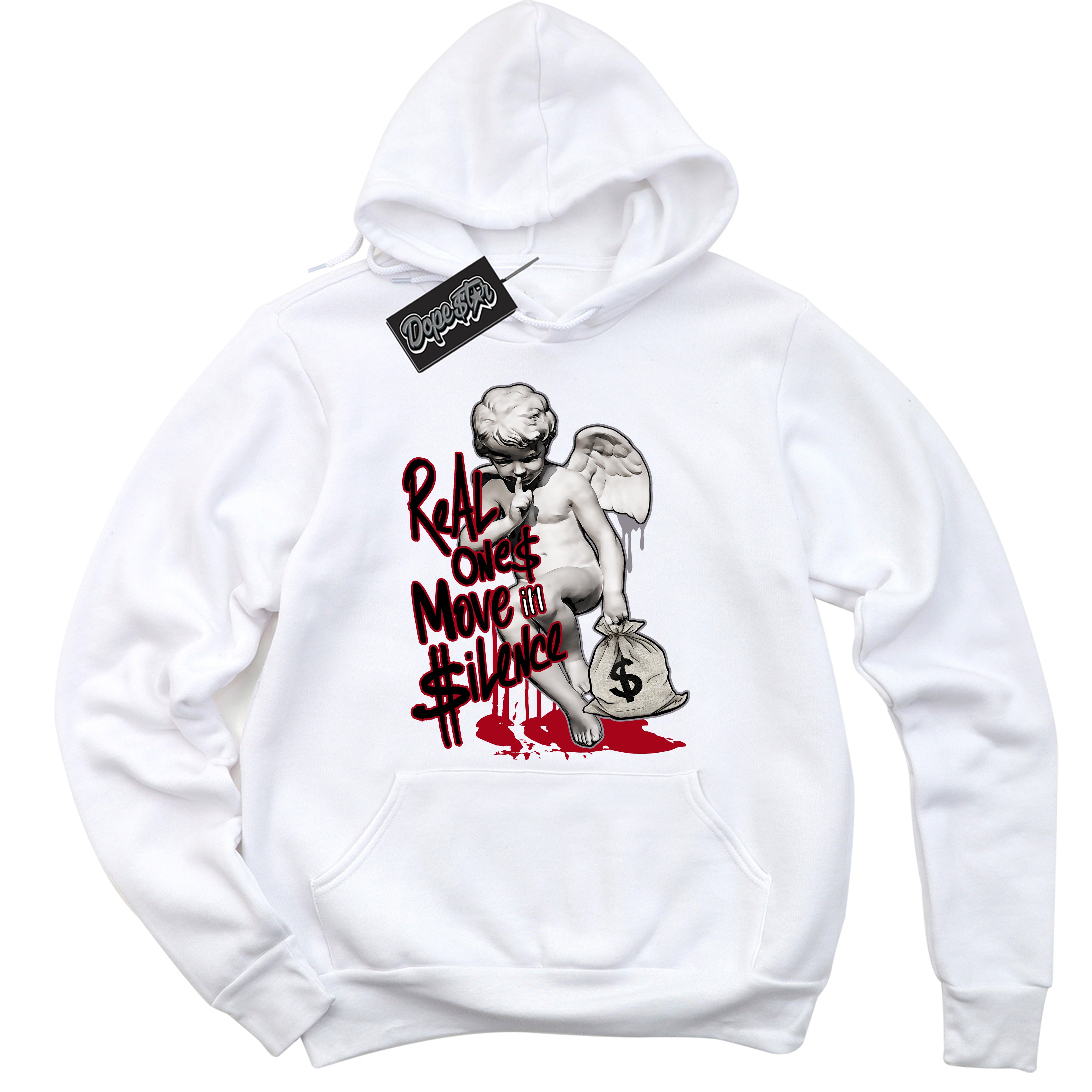 Cool White Hoodie with “ Real Ones Cherub ”  design that Perfectly Matches Bred Reimagined 4s Jordans.