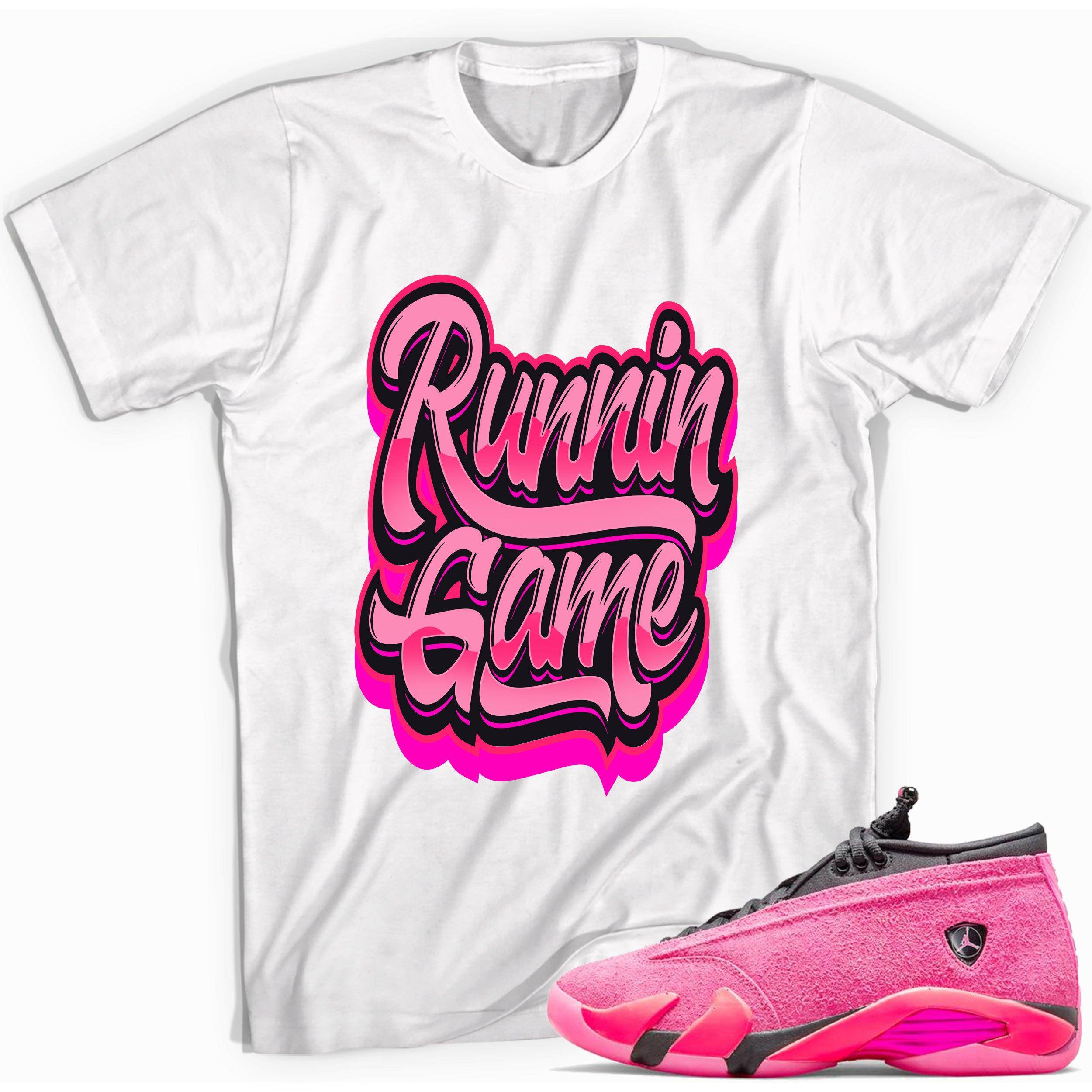 14s Low Shocking Pink Shirt Runnin Game