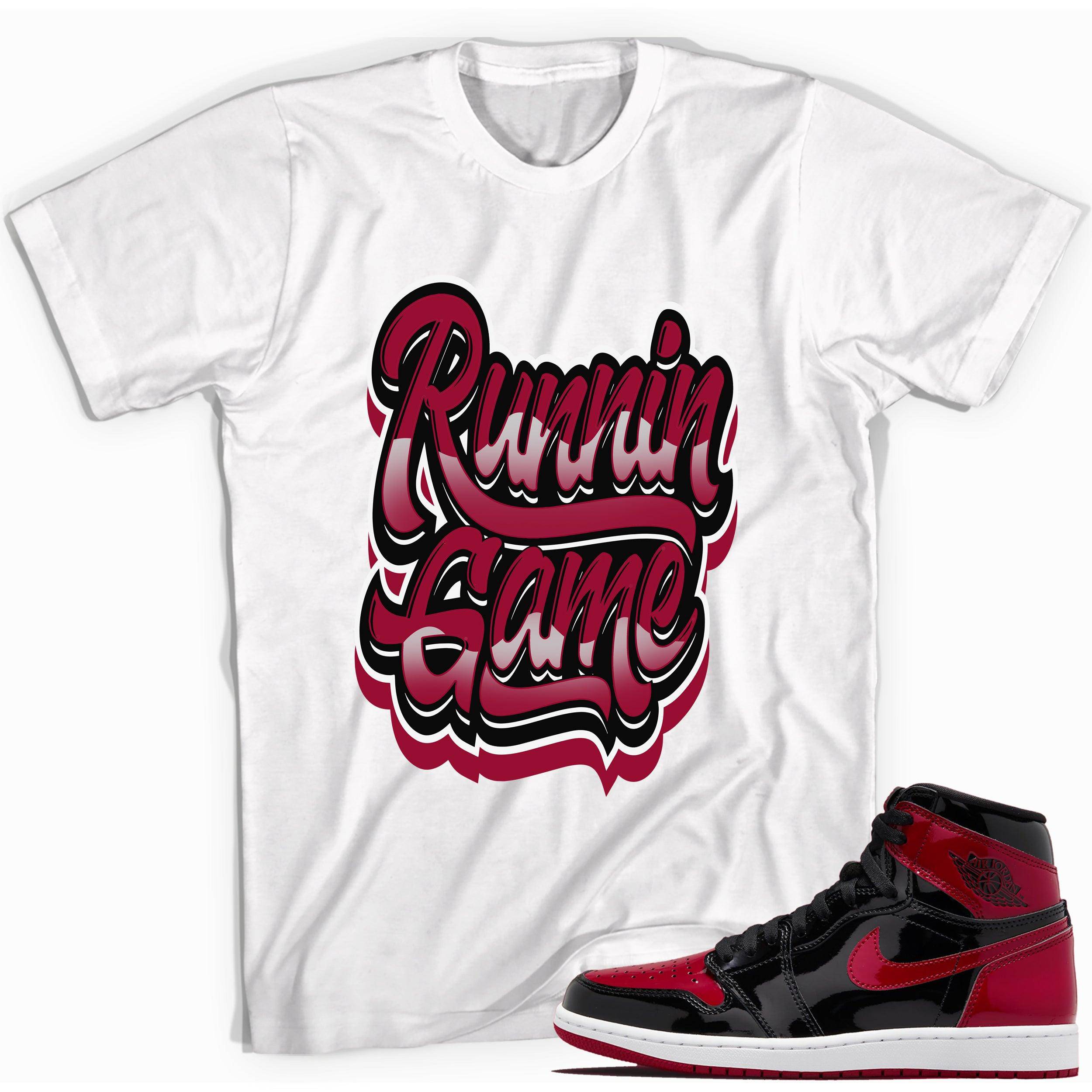 1s Bred Patent Shirt Runnin Game - Sneaker Shirts Outlet