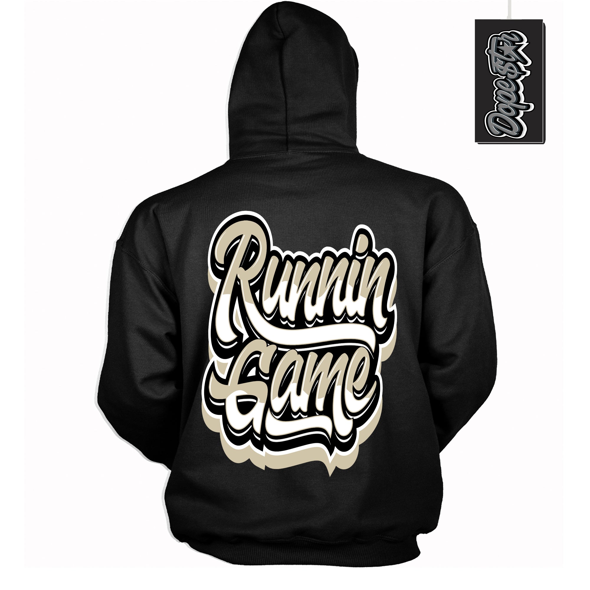 Cool Black Hoodie with “ Running Game ”  design that Perfectly Matches  Gratitude 11s Sneakers.