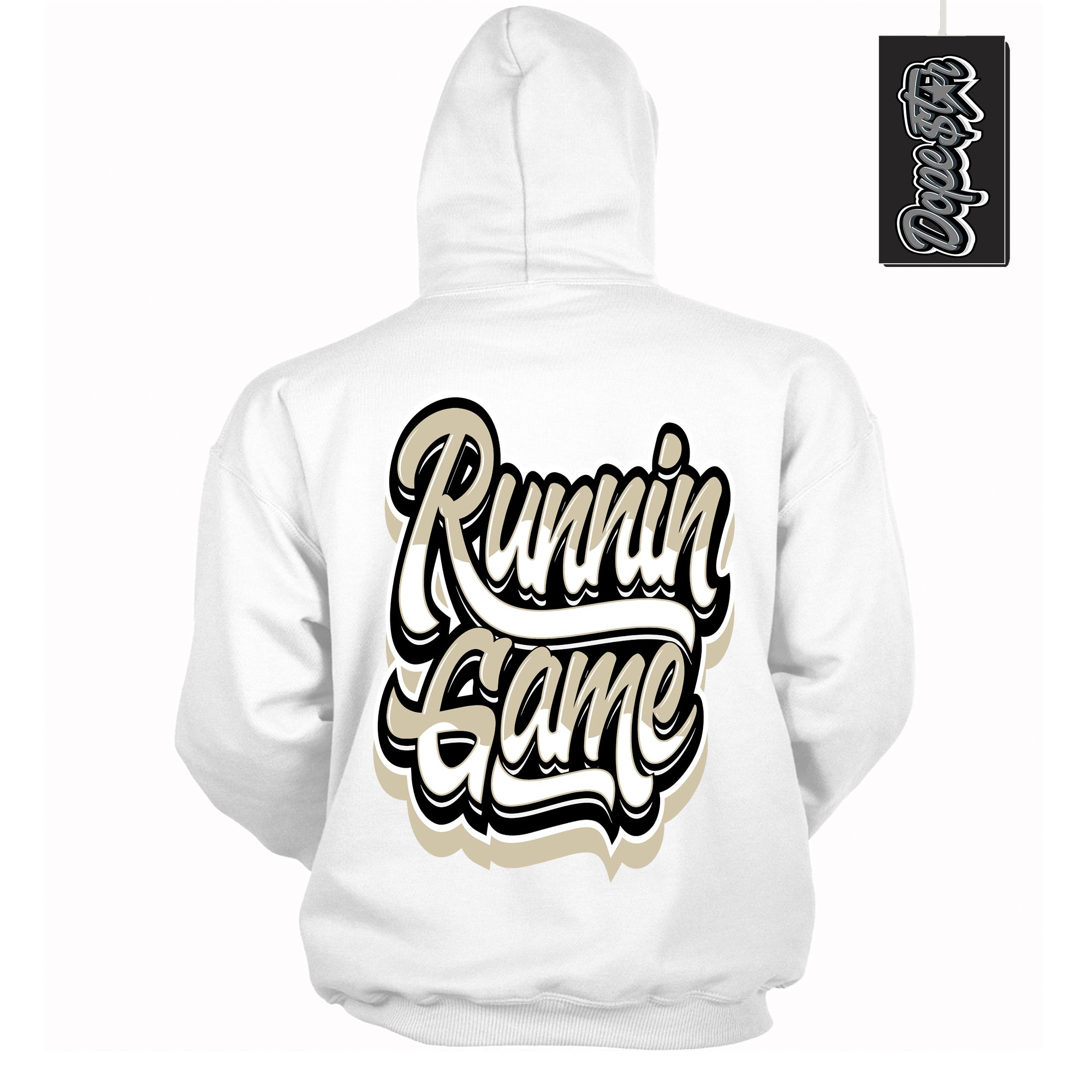 Cool White Hoodie with “ Running Game ”  design that Perfectly Matches Gratitude 11s Sneakers.