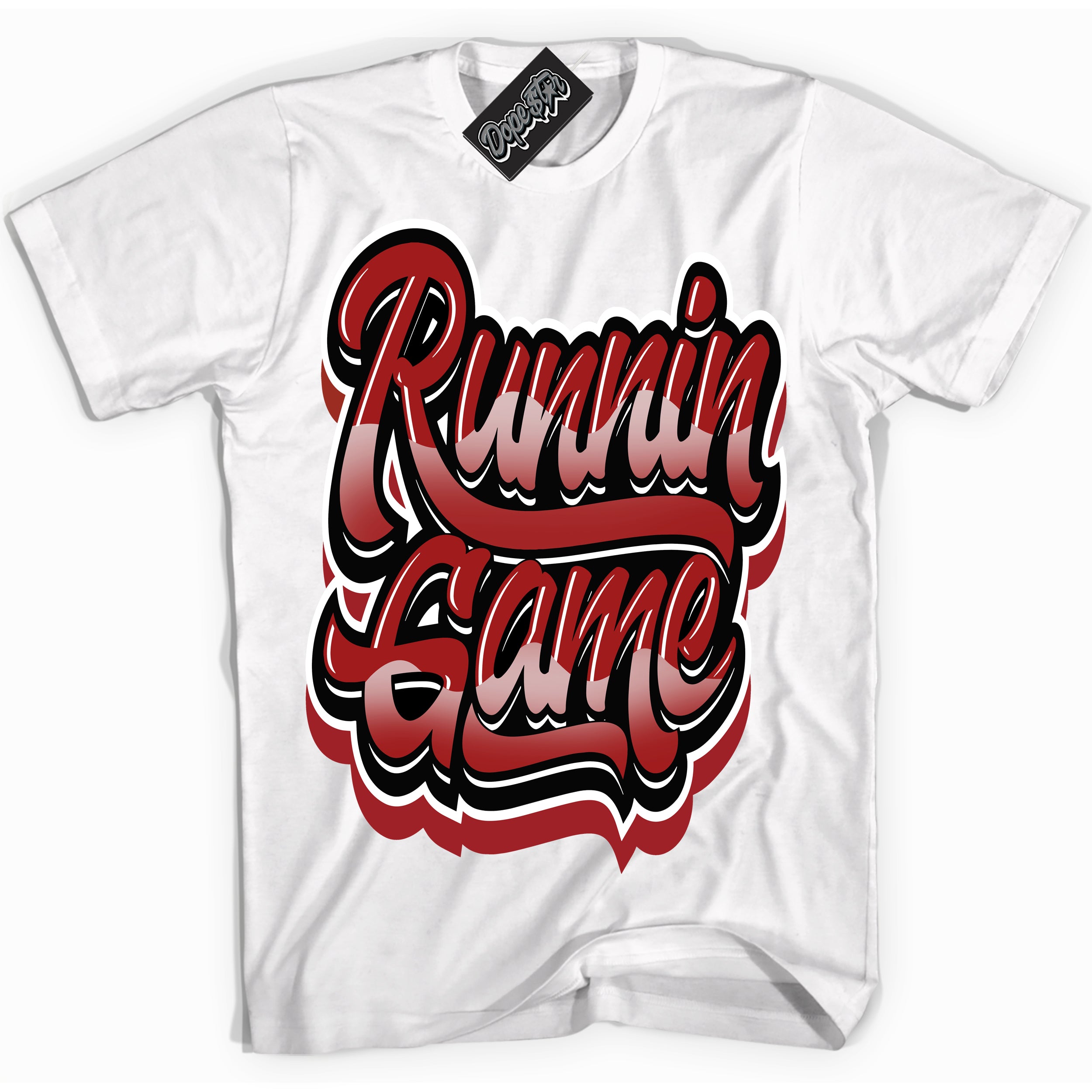 Cool White graphic tee with “ Running Game ” print, that perfectly matches Lost And Found 1s sneakers 
