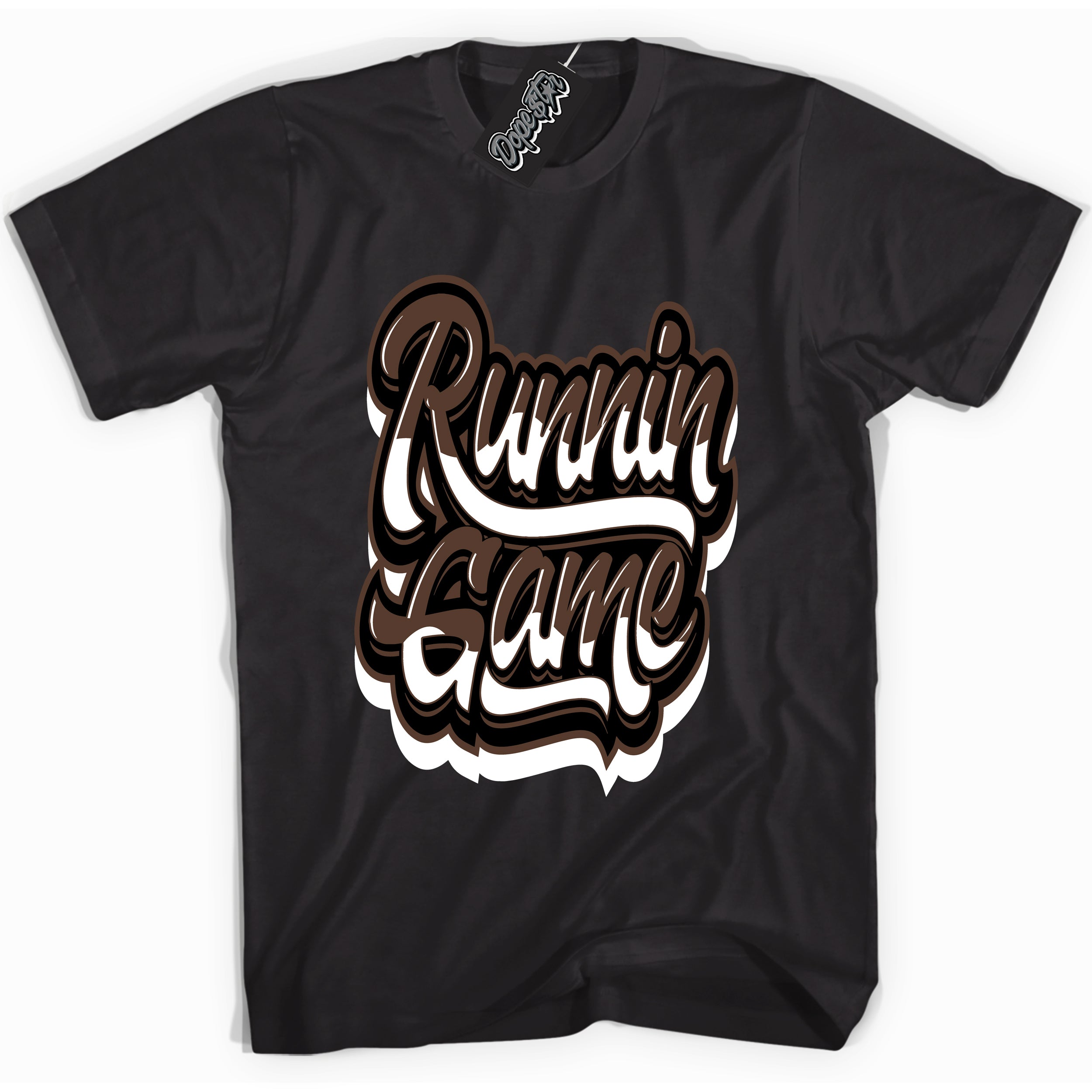 Cool Black graphic tee with “ Running Game ” design, that perfectly matches Palomino 1s sneakers 