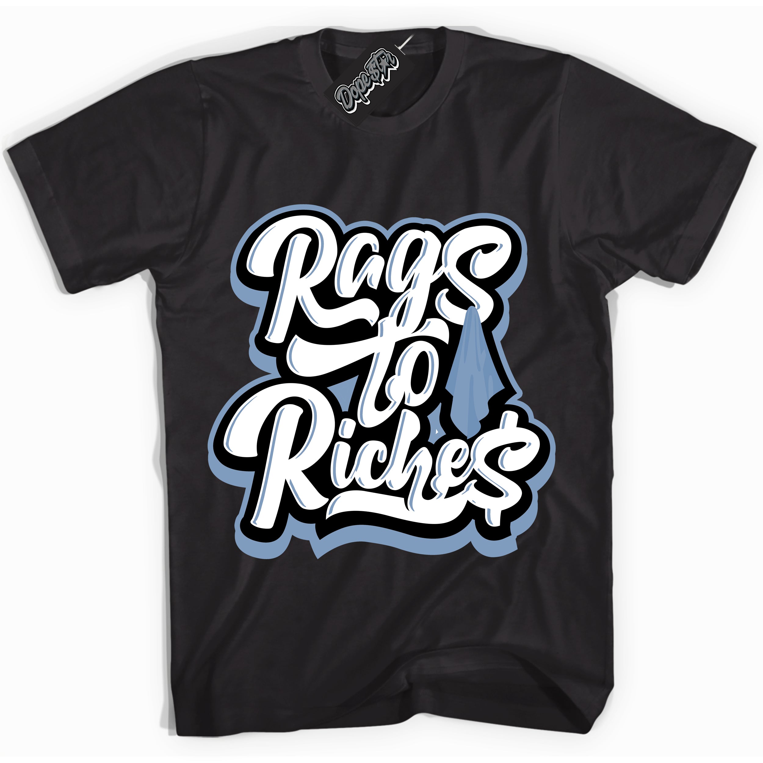 Cool Black Shirt with “ Rags To Riches” design that perfectly matches Reverse Oreo 6s Sneakers.