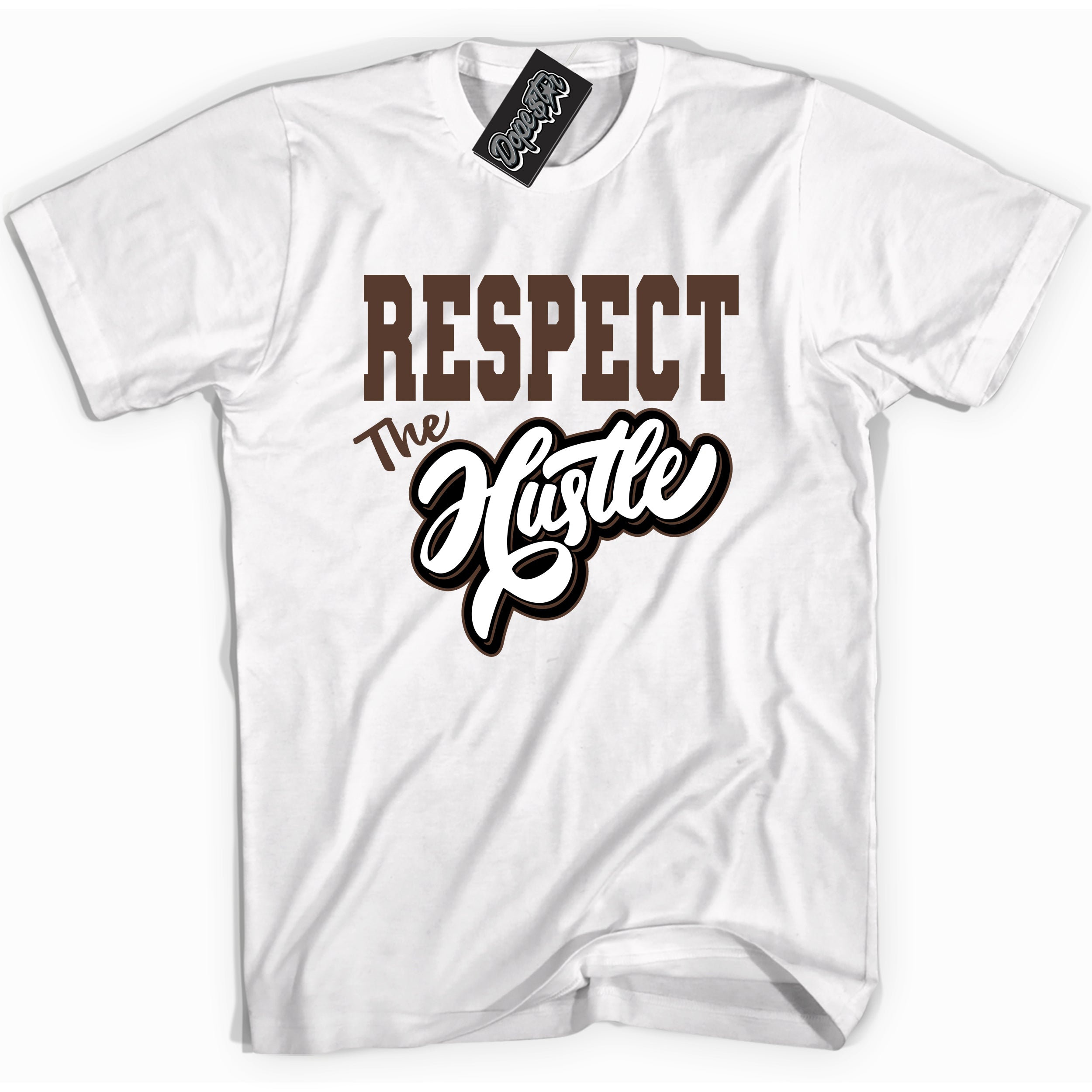 Cool White graphic tee with “ Respect The Hustle ” design, that perfectly matches Palomino 1s sneakers 