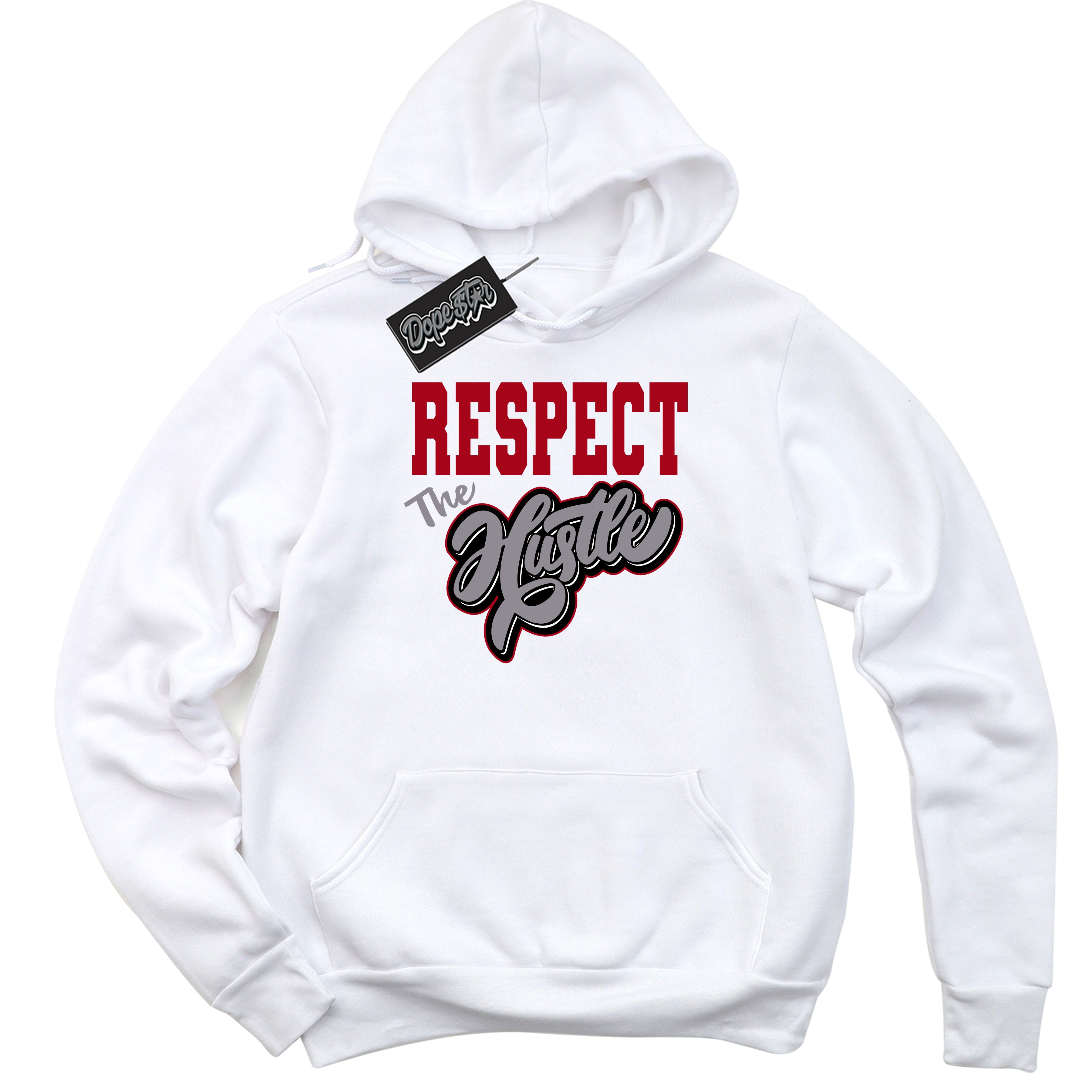 Cool White Hoodie with “ Respect The Hustle ”  design that Perfectly Matches Bred Reimagined 4s Jordans.