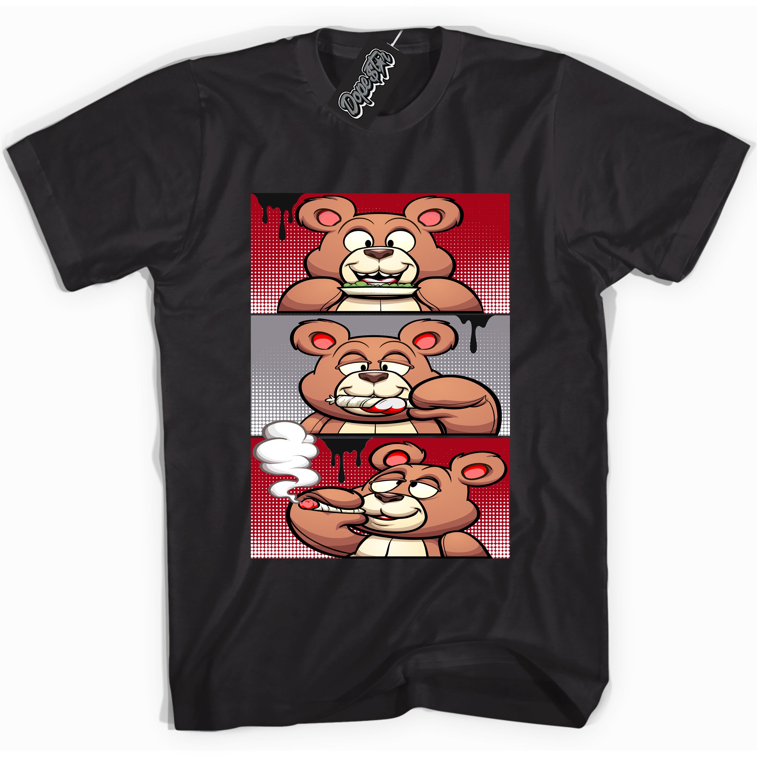 Cool Black Shirt with “ Roll It Lick It Smoke It Bear” design that perfectly matches Bred Reimagined 4s Jordans.