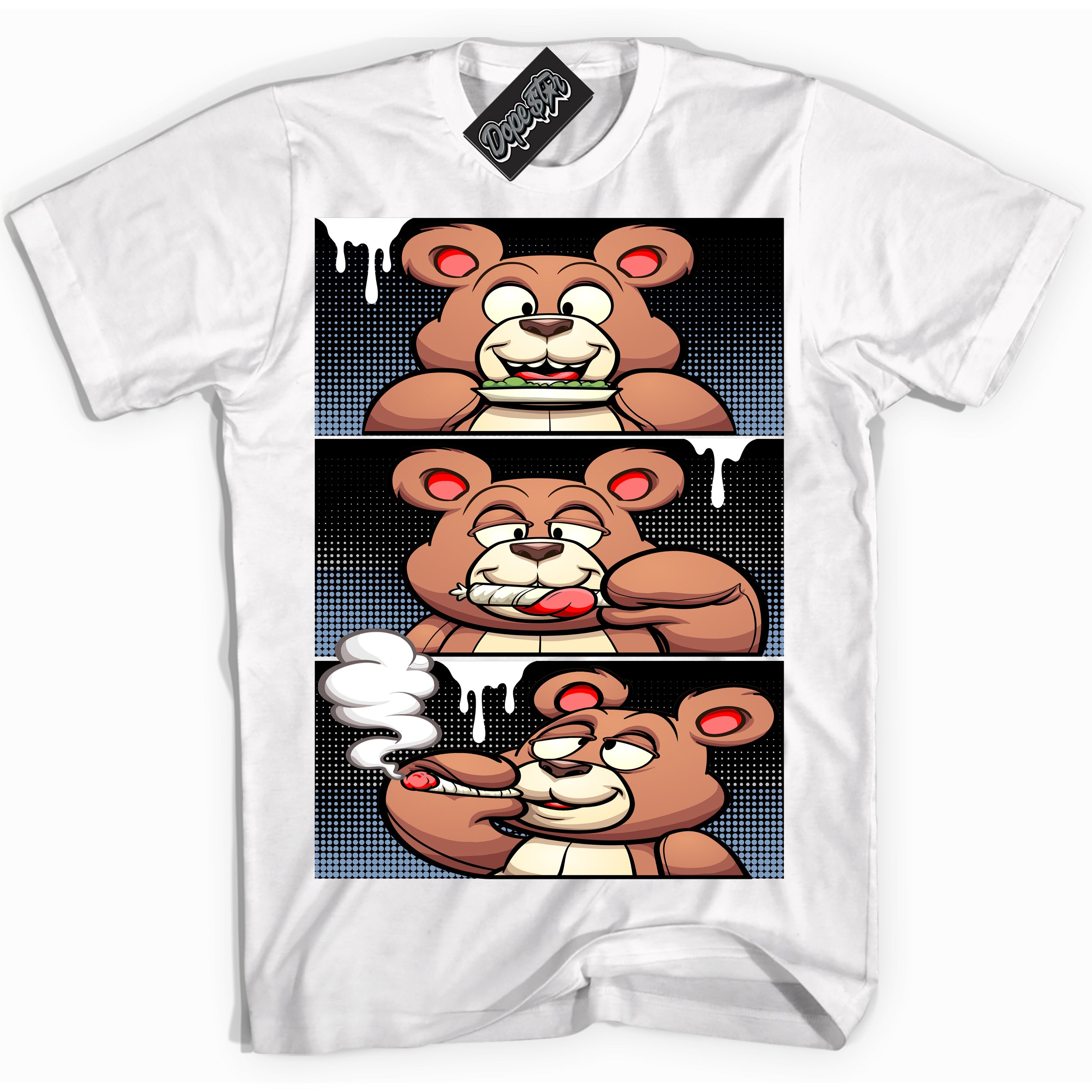 Nike Dunk Low Retro Cosmic Clay 'Roll It Lick It Smoke It Bear' Shirt - White Streetwear Mockup | Sneakerhead T-Shirt Matching Nike Dunk Low Retro Cosmic Clay | Limited Edition Urban Streetwear for Sneaker Matching Outfits | Outfits that pair perfectly with your ND Low Retro Cosmic Clay | Sneakerhead Fashion Must-Have Apparel for Men and Women