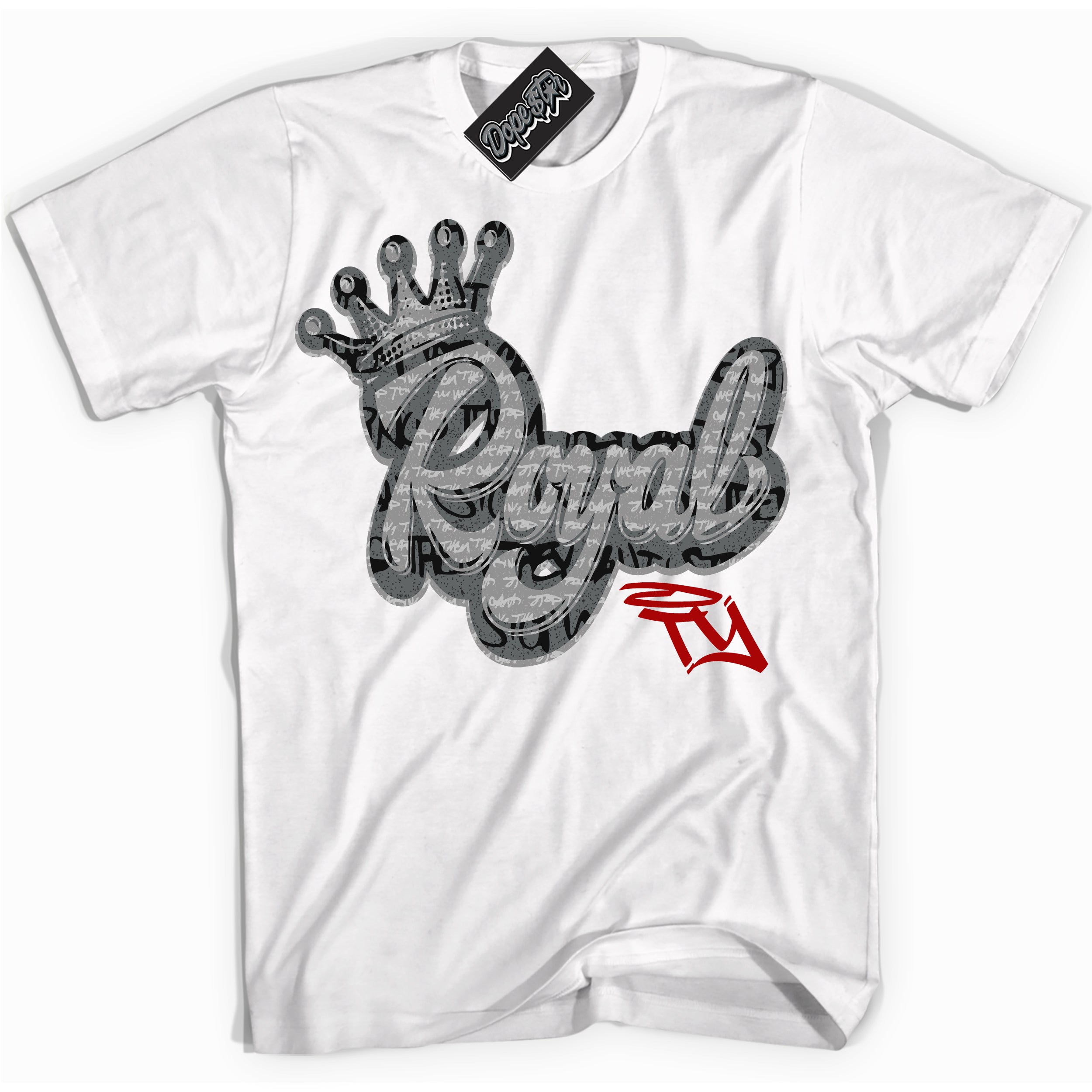 Cool White Shirt with “ Royalty ” design that perfectly matches Rebellionaire 1s Sneakers.