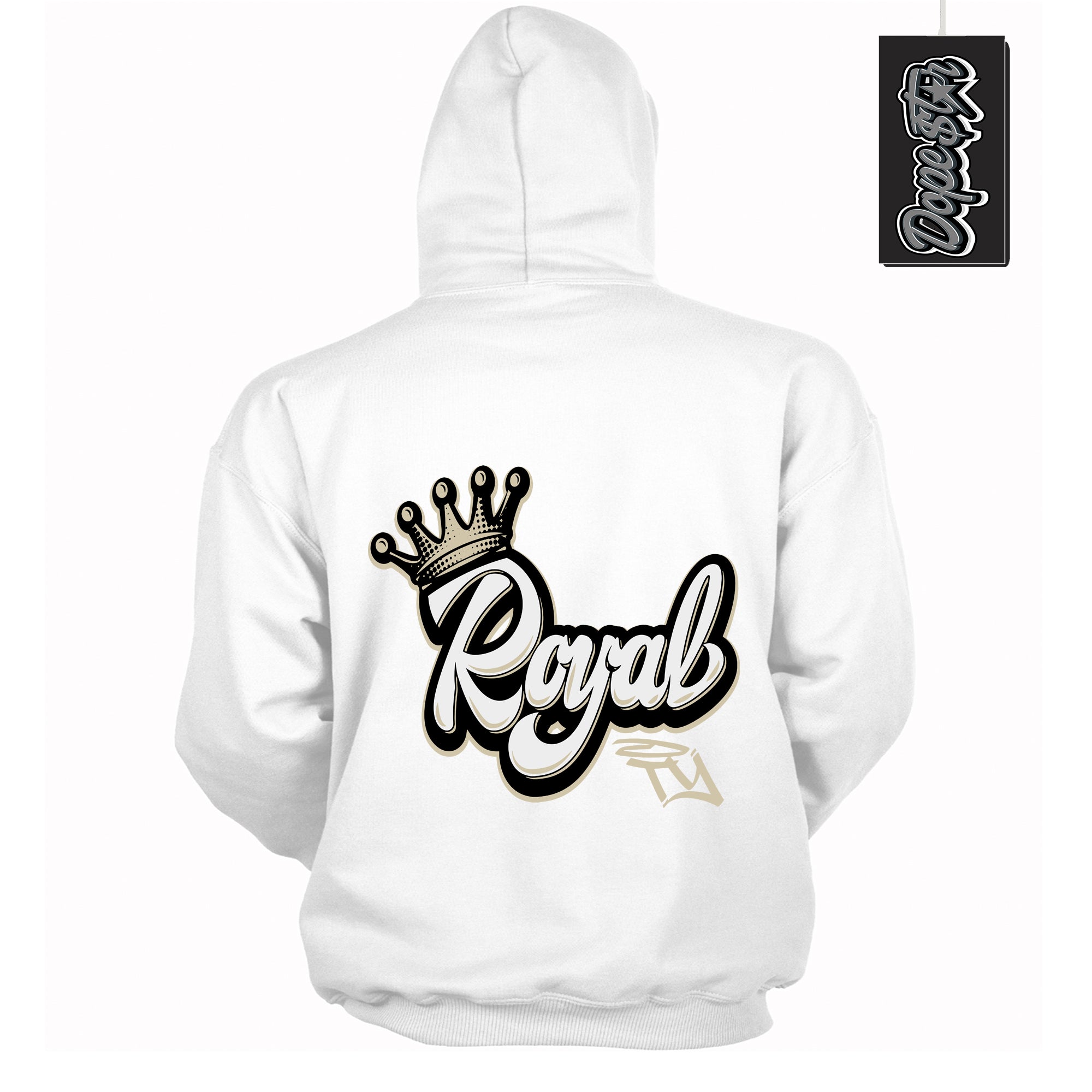 Cool White Hoodie with “ Royalty ”  design that Perfectly Matches Gratitude 11s Sneakers.