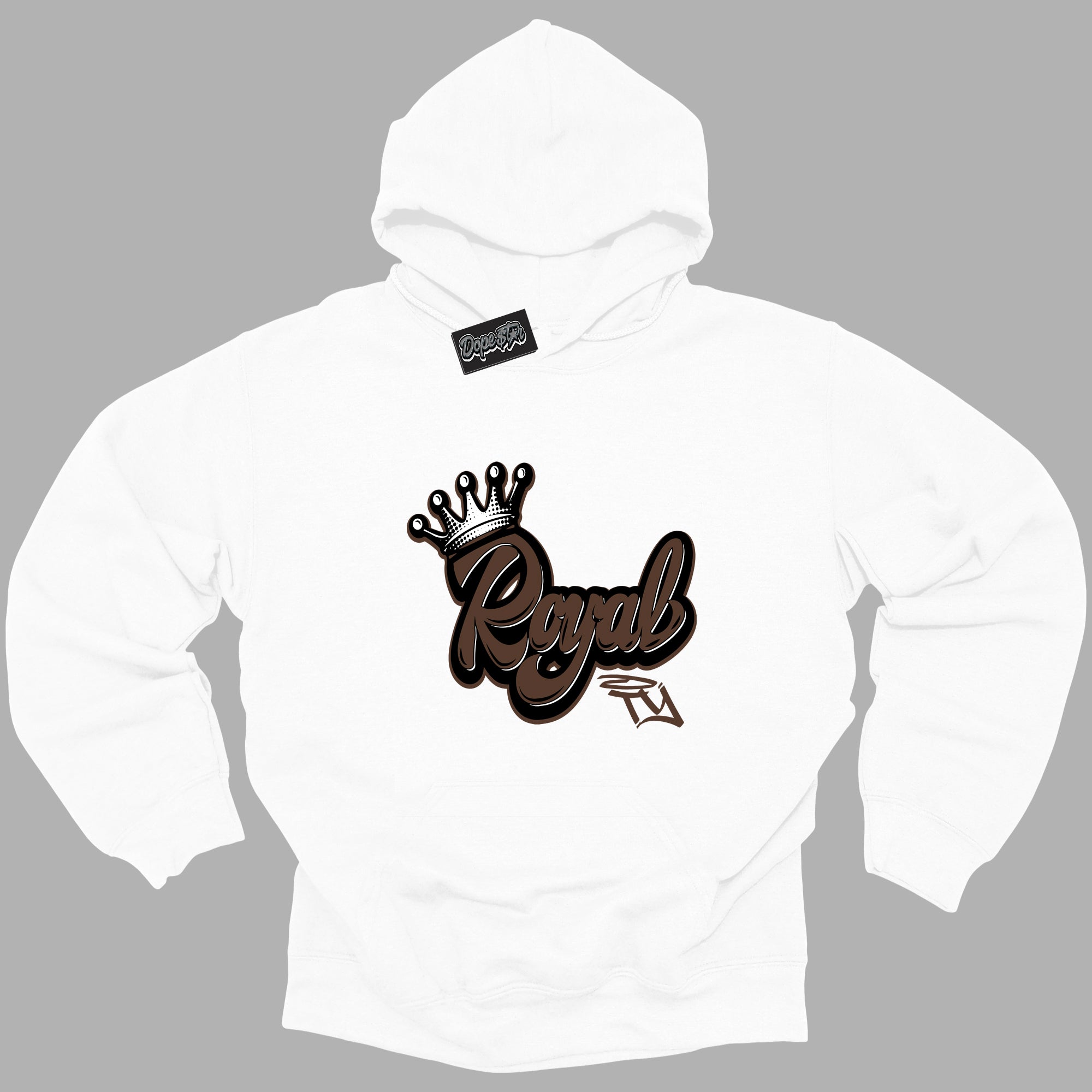 Cool White Graphic DopeStar Hoodie with “ Royalty “ print, that perfectly matches Palomino 1s sneakers