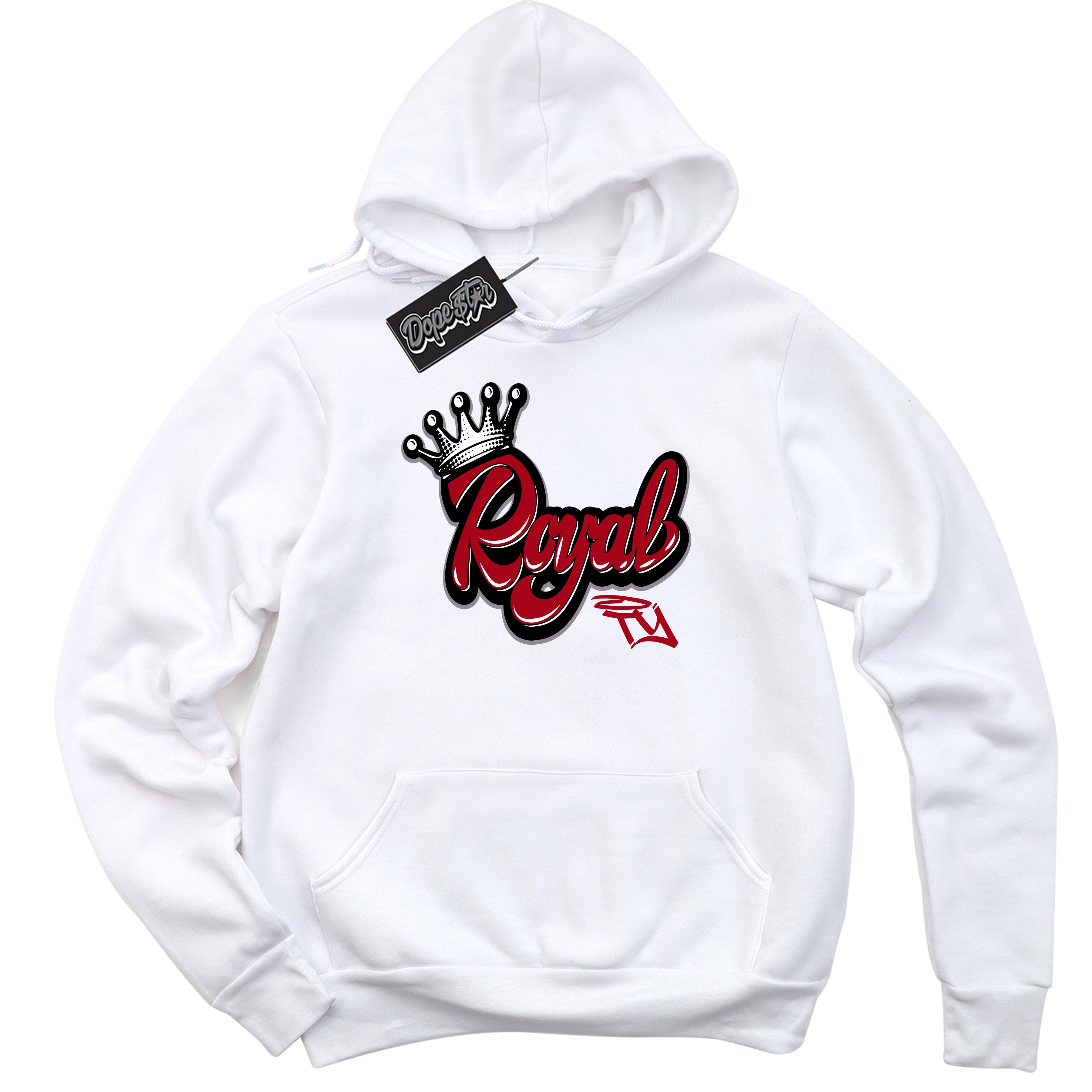 Cool White Hoodie with “ Royalty ”  design that Perfectly Matches Bred Reimagined 4s Jordans.