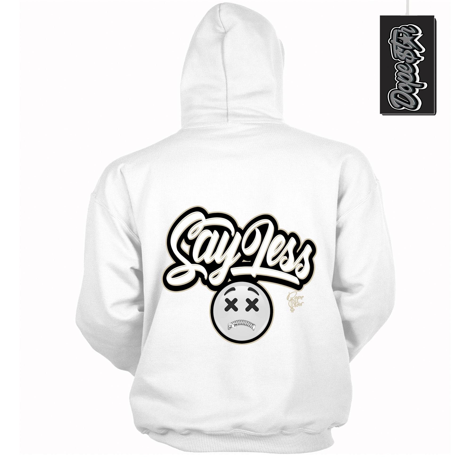 Cool White Hoodie with “ Say Less ”  design that Perfectly Matches Gratitude 11s Sneakers.