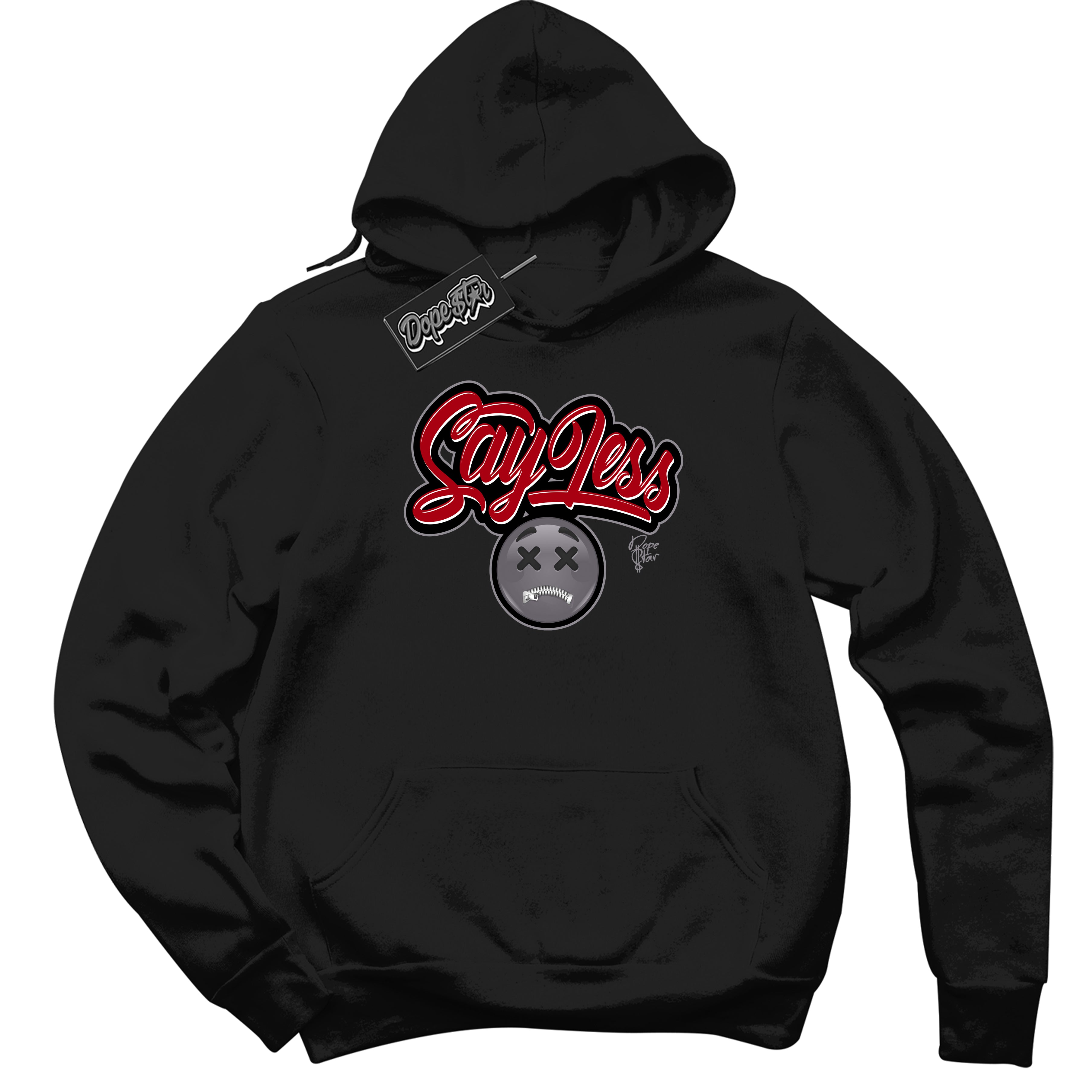 Cool Black Hoodie with “ Say Less ”  design that Perfectly Matches  Bred Reimagined 4s Jordans.