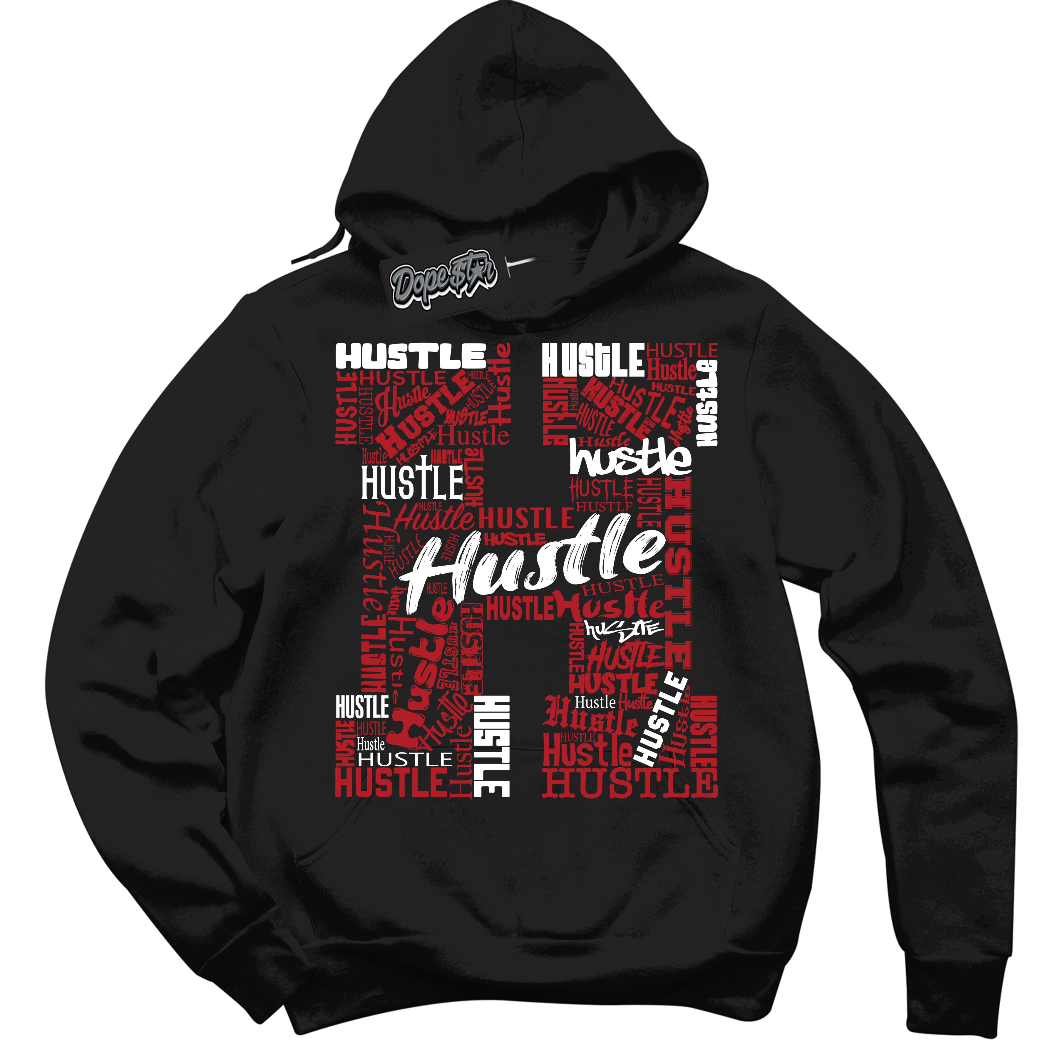 AJ1 Retro High OG Black Toe Reimagined 'Hustle H' Hoodie- Black Streetwear Mockup | Sneakerhead Hoodie Matching Black Toe Reimagined AJ1 Highs | Limited Edition Jordan 1 Retro High OG Black Toe Reimagined hoodie for Men & Women | Drip with Your Black Toe Reimagined 1s Kicks | Sneakerhead Fashion Must-Have.