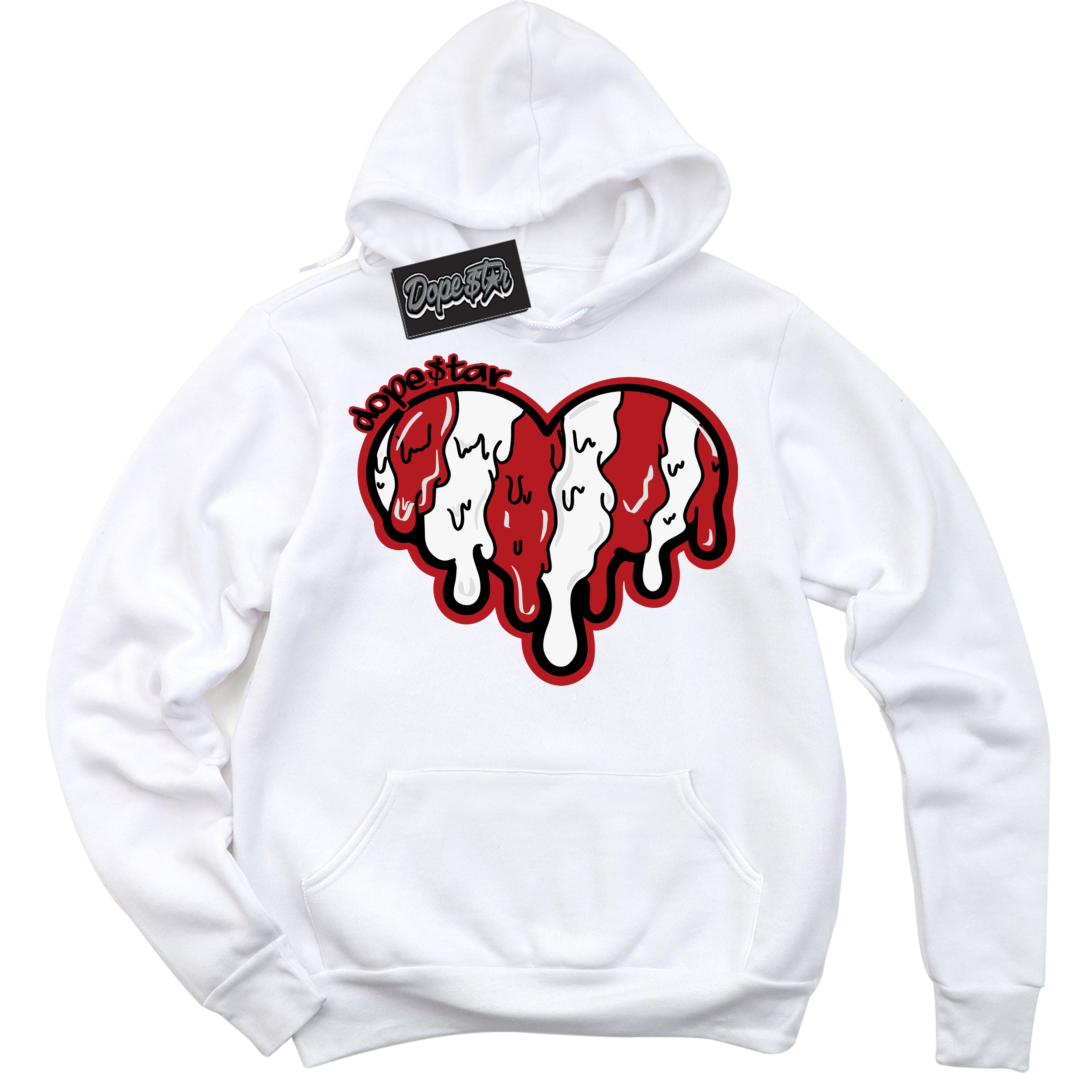 AJ1 Retro High OG Black Toe Reimagined 'Melting Heart' Hoodie- White Streetwear Mockup | Sneakerhead Hoodie Matching Black Toe Reimagined AJ1 Highs | Limited Edition Jordan 1 Retro High OG Black Toe Reimagined hoodie for Men & Women | Drip with Your Black Toe Reimagined 1s Kicks | Sneaker head Fashion Must-Have.