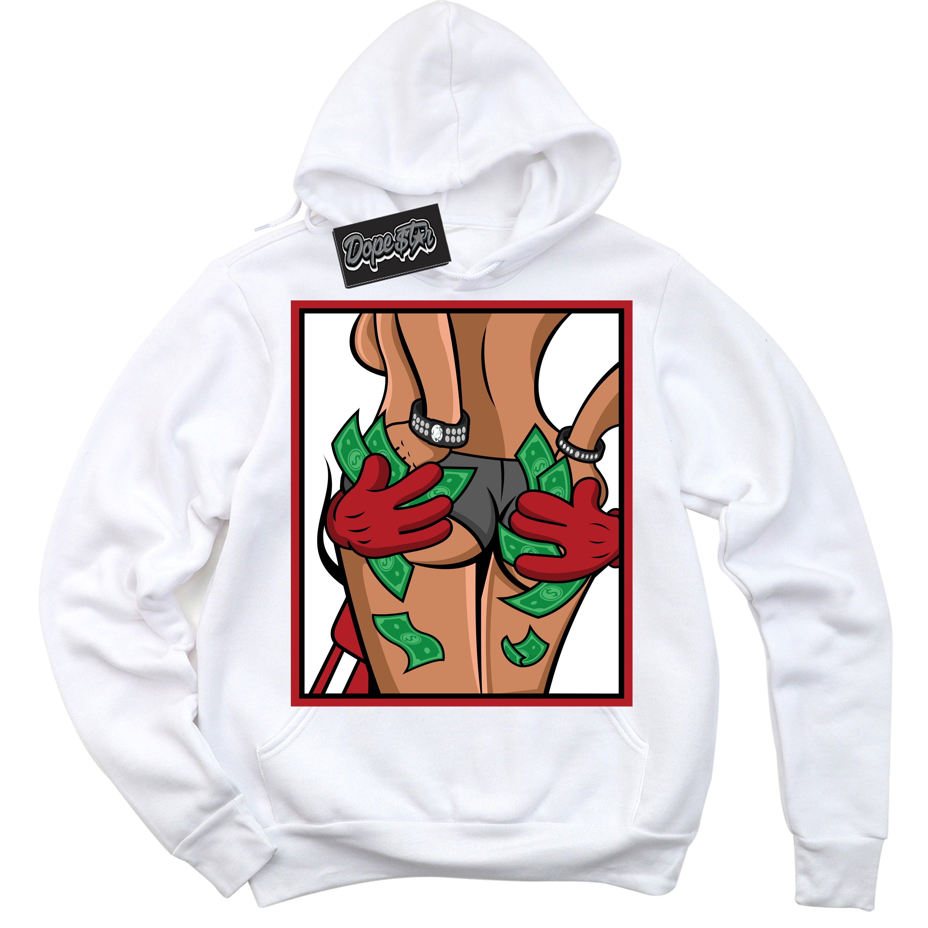 AJ1 Retro High OG Black Toe Reimagined 'Money Hands' Hoodie- White Streetwear Mockup | Sneakerhead Hoodie Matching Black Toe Reimagined AJ1 Highs | Limited Edition Jordan 1 Retro High OG Black Toe Reimagined hoodie for Men & Women | Drip with Your Black Toe Reimagined 1s Kicks | Sneakerhead Fashion Must-Have.